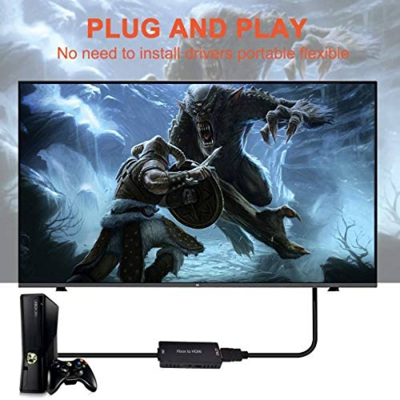 Convertidor Y.D.F de Consola Xbox 360 a HDMI -Negro