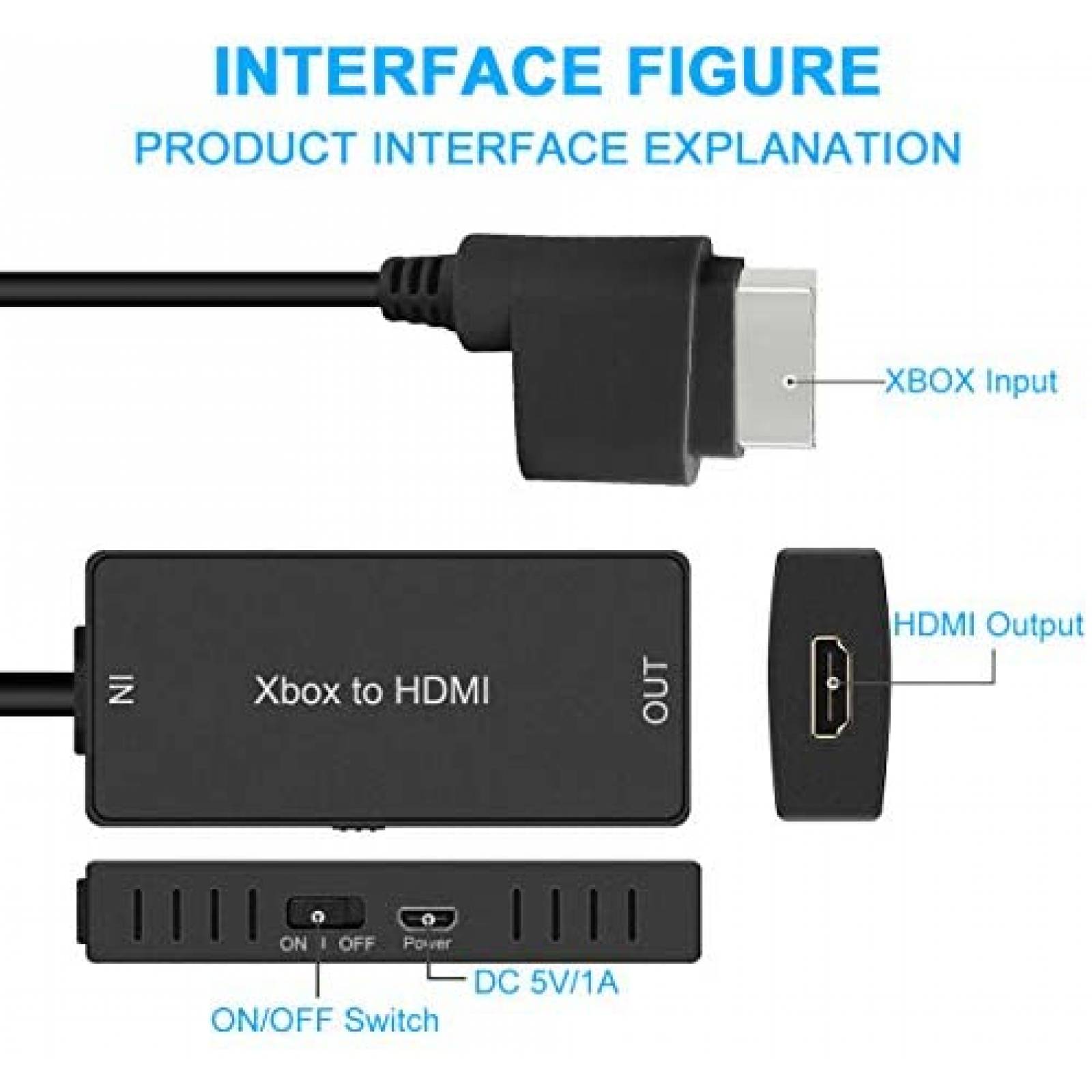 Convertidor Y.D.F de Consola Xbox 360 a HDMI -Negro