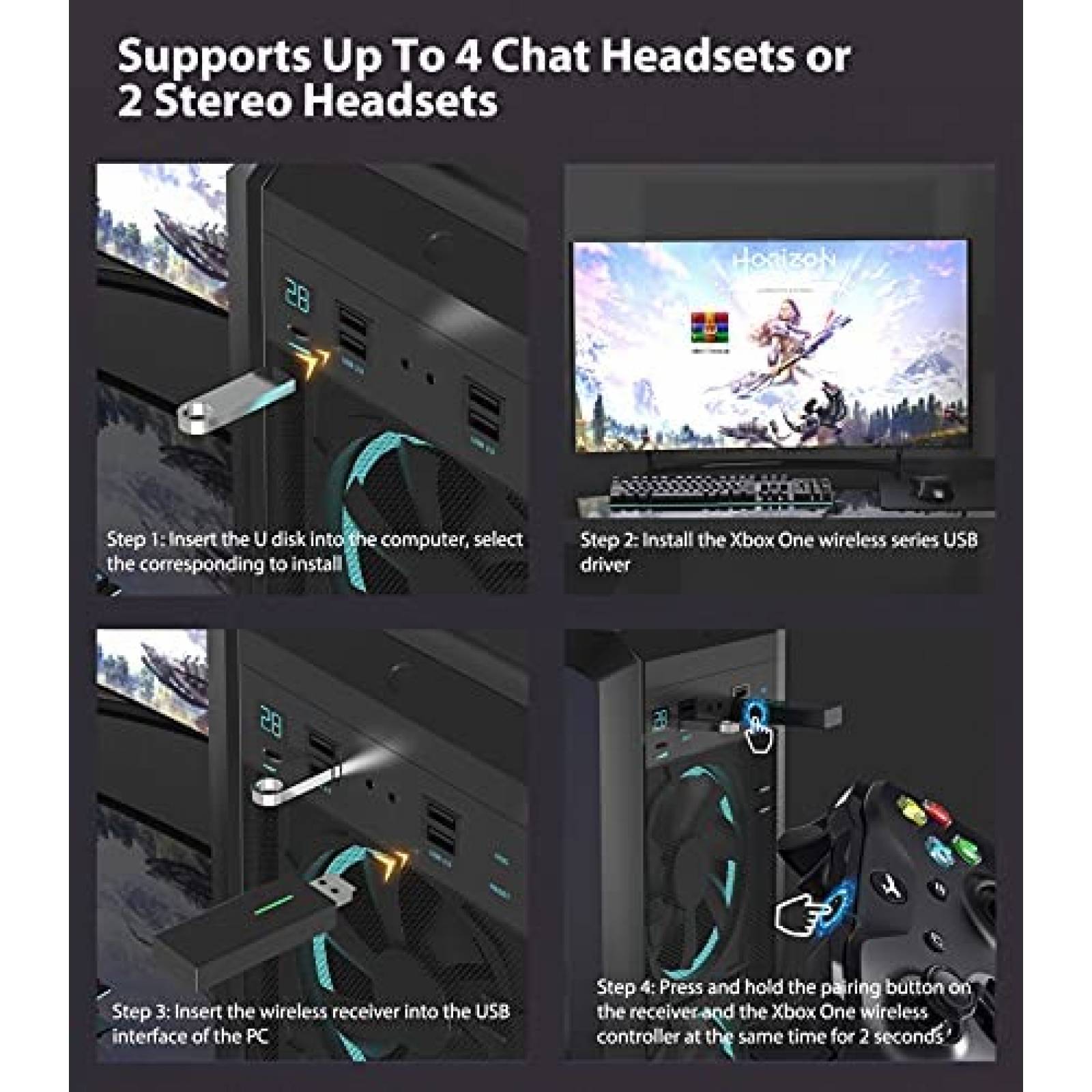 Adaptador YCCTEAM para Control de Xbox Inalambrico -Negro