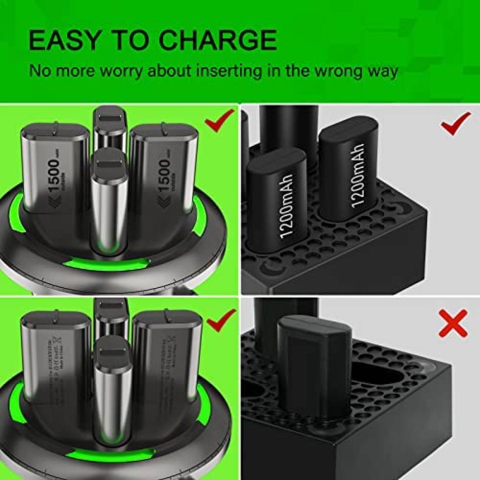 Baterias recargables control Xbox one TUNROP 1500mAh -Negro