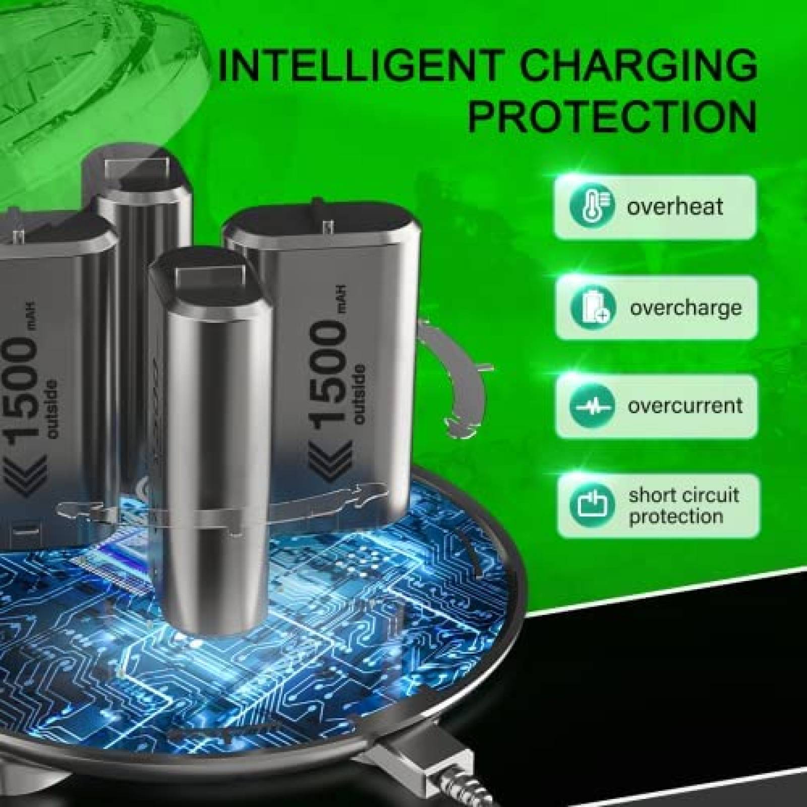 Baterias recargables control Xbox one TUNROP 1500mAh -Negro