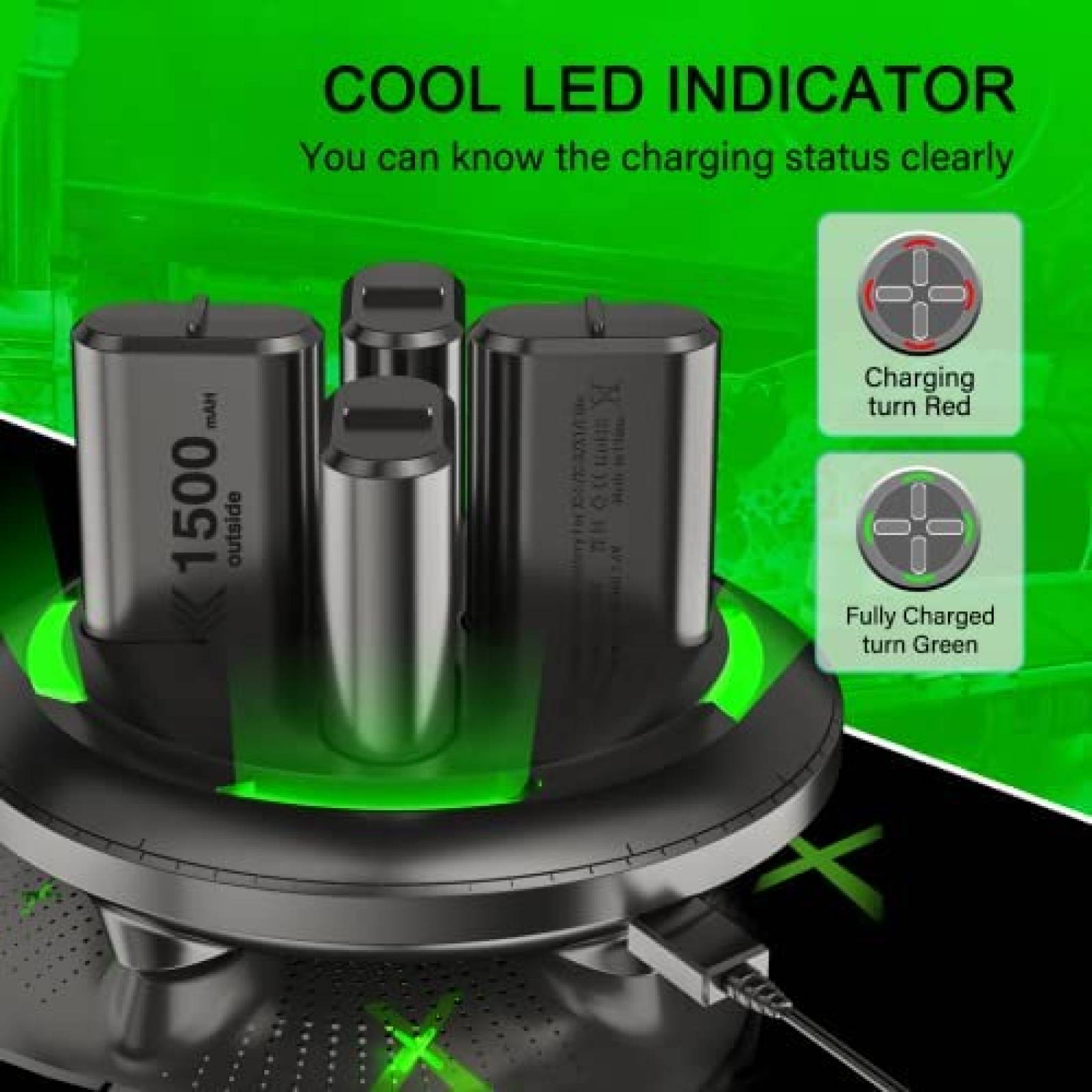 Baterias recargables control Xbox one TUNROP 1500mAh -Negro