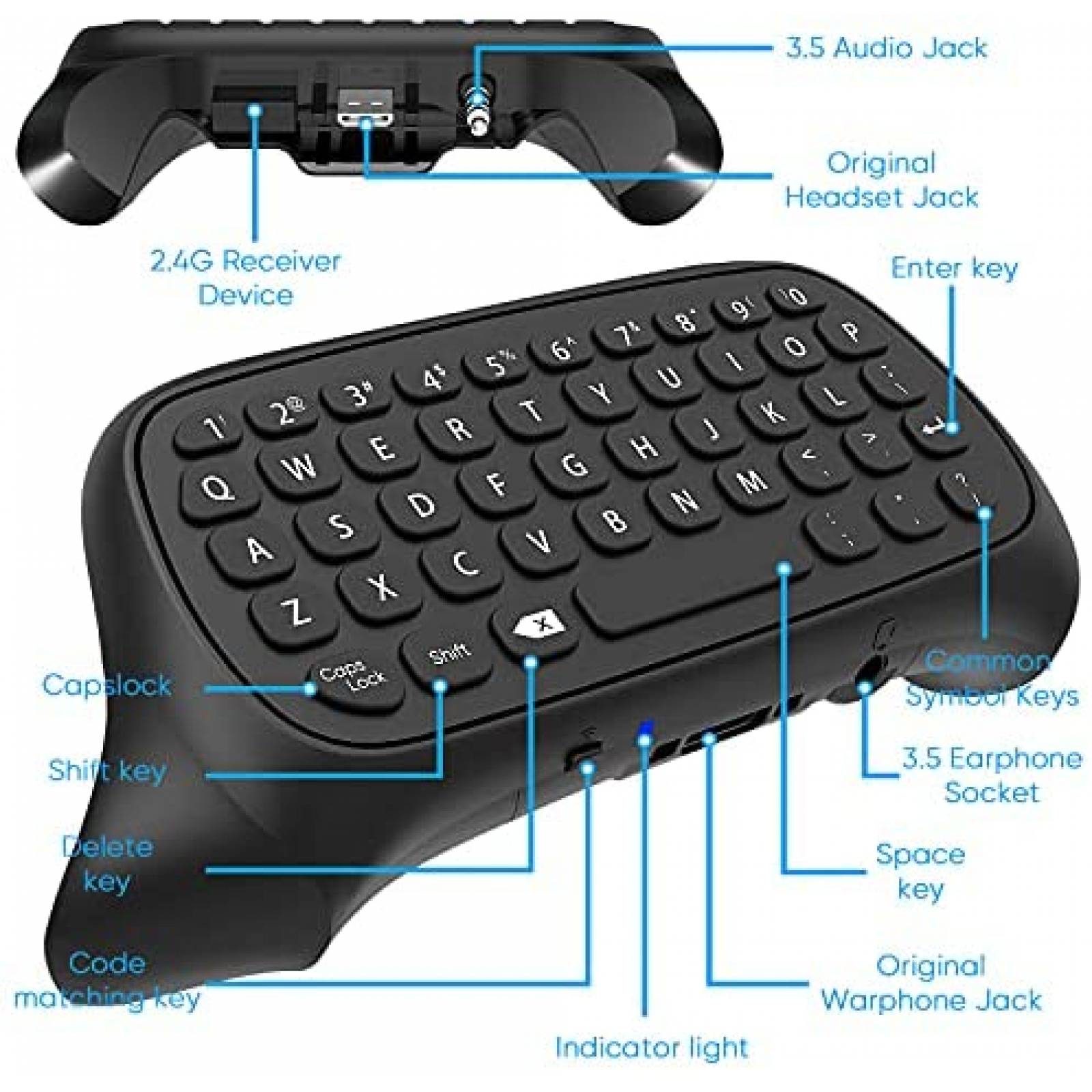 Teclado Inalambrico Fyoung para Control de Xbox -Negro