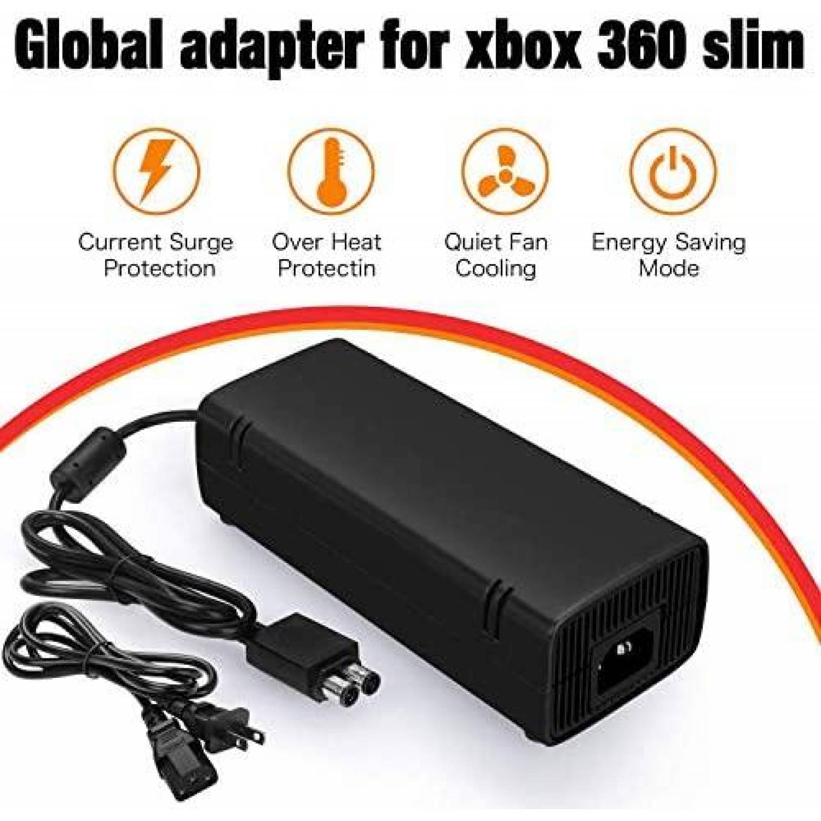 Cable Adaptador Oussirro Power Supply Brick Xbox 360 -Negro