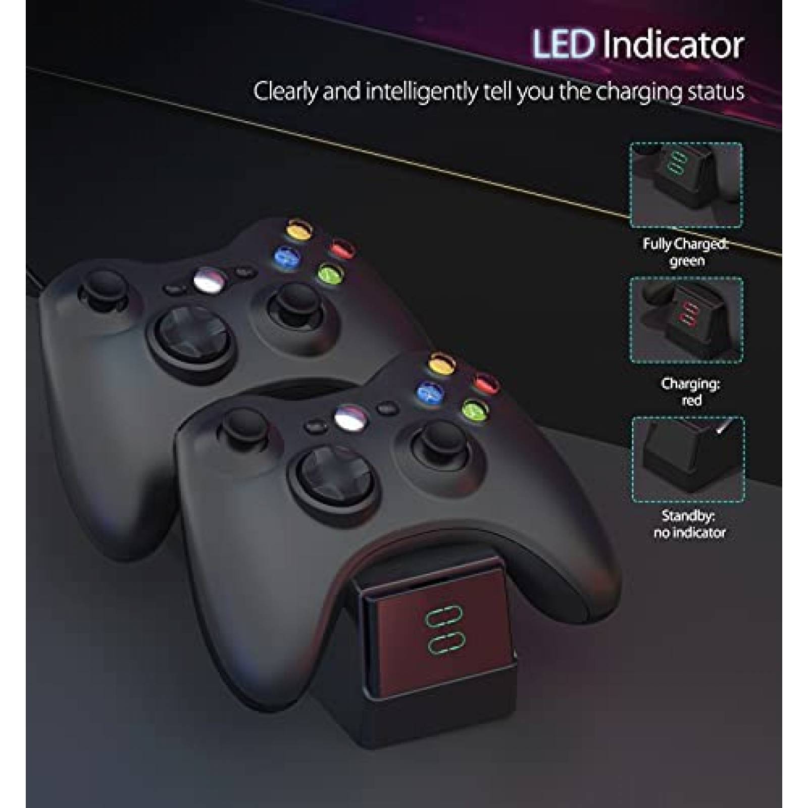 Base De Carga YCCTEAM Para Control Xbox 360 -Negro