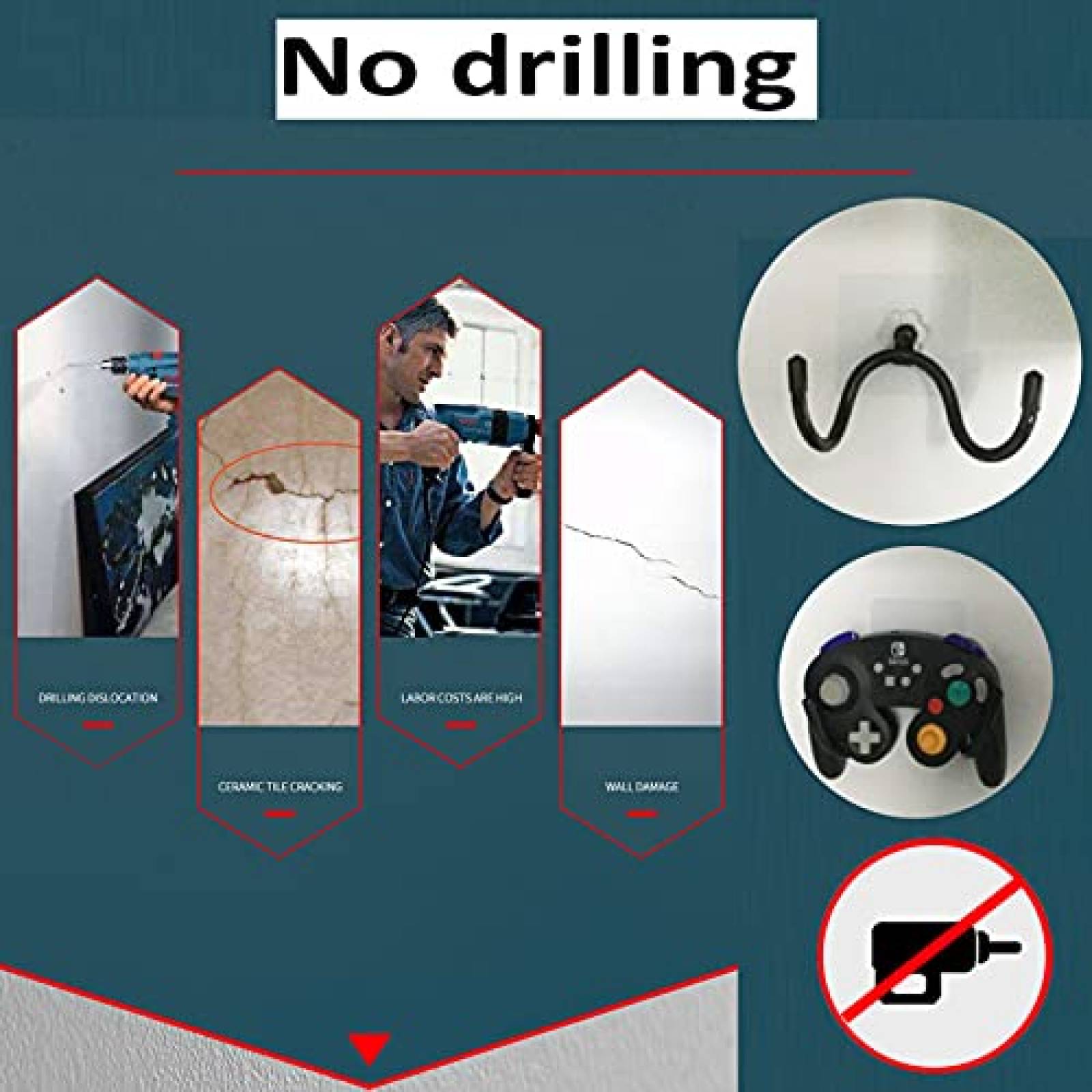 Pack montura para control Wall Mount Stand Holder x2 -Negro