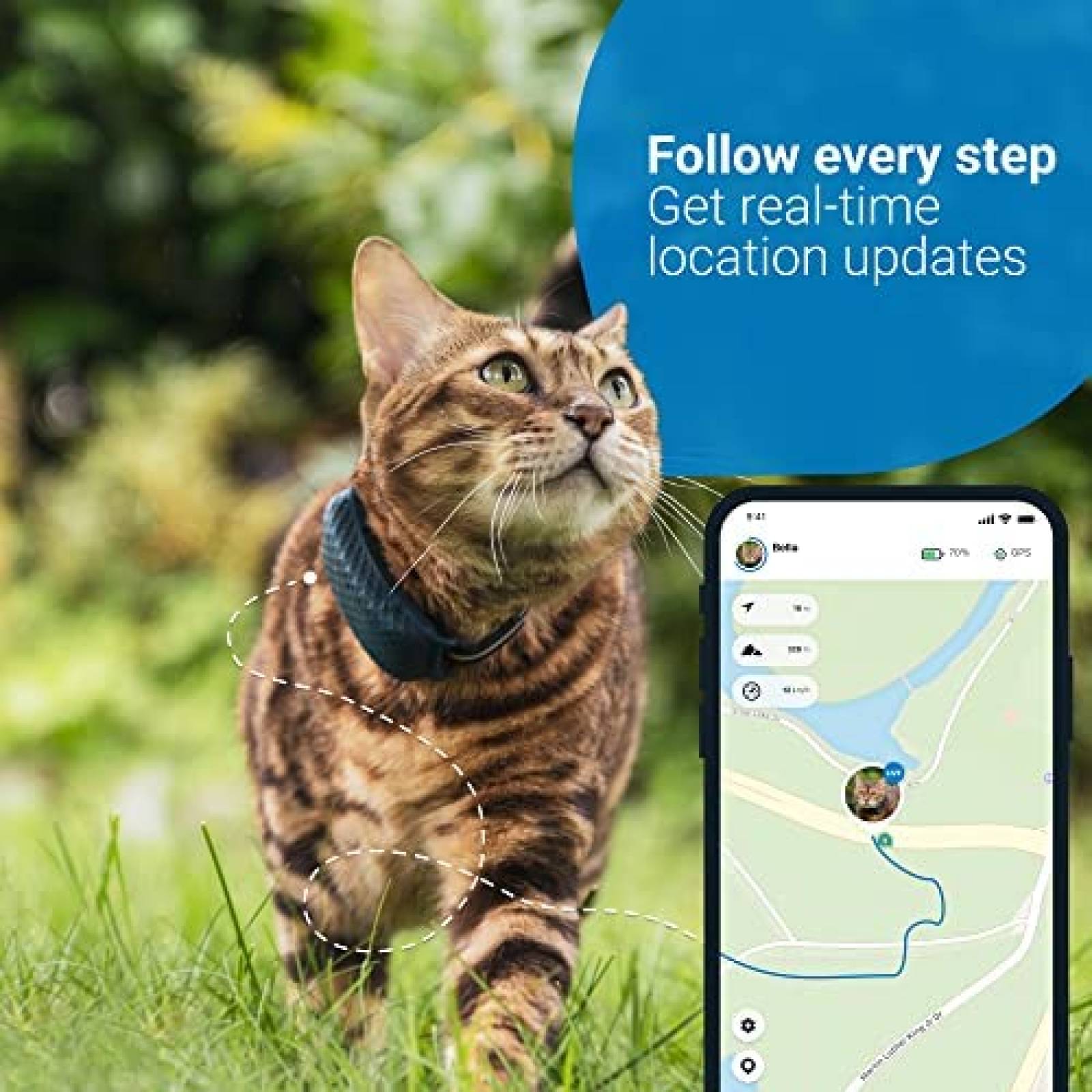 Rastrador de Mascota Tractive GPS Rango de Actividad -Azul
