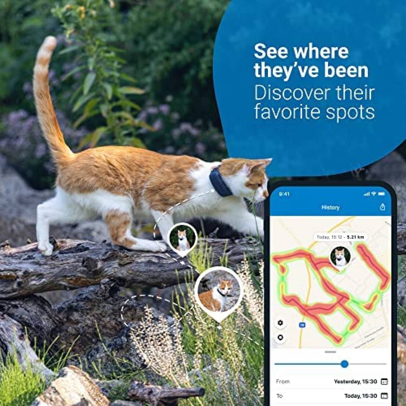 Rastrador de Mascota Tractive GPS Rango de Actividad -Azul
