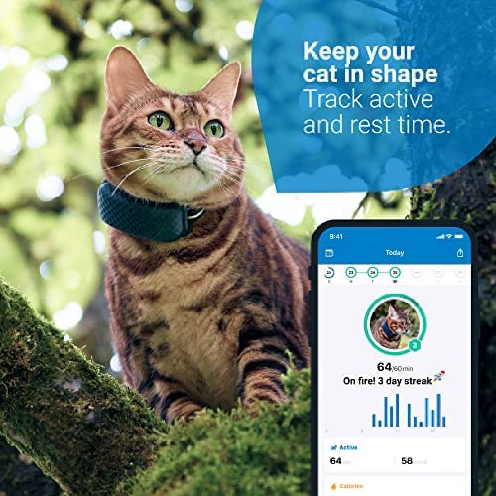 Rastrador de Mascota Tractive GPS Rango de Actividad -Azul