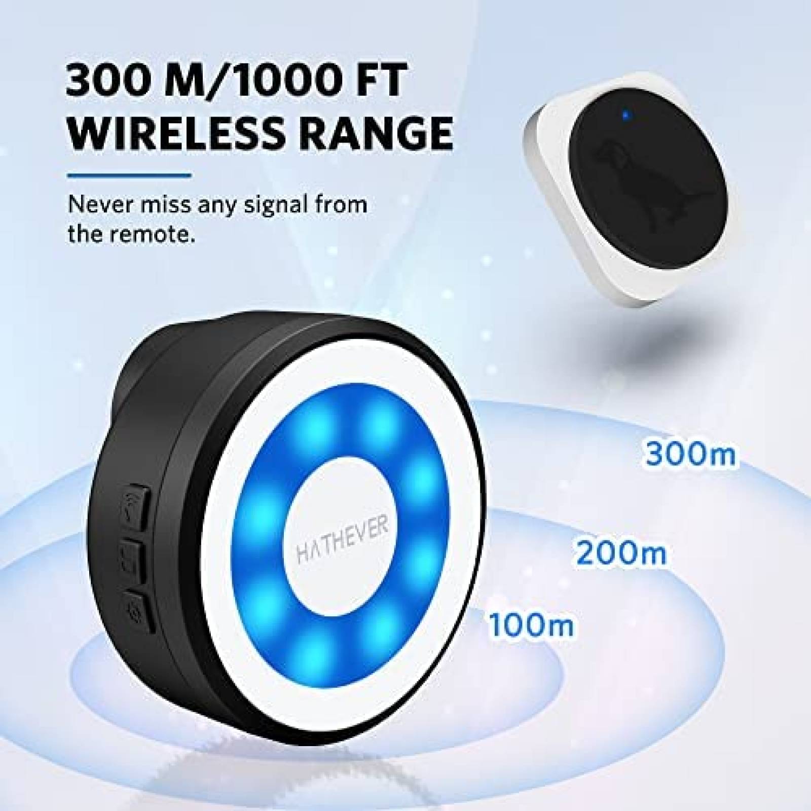 Campana Entrenadora Hathever Timbre Inalambrico IP65 -Negro