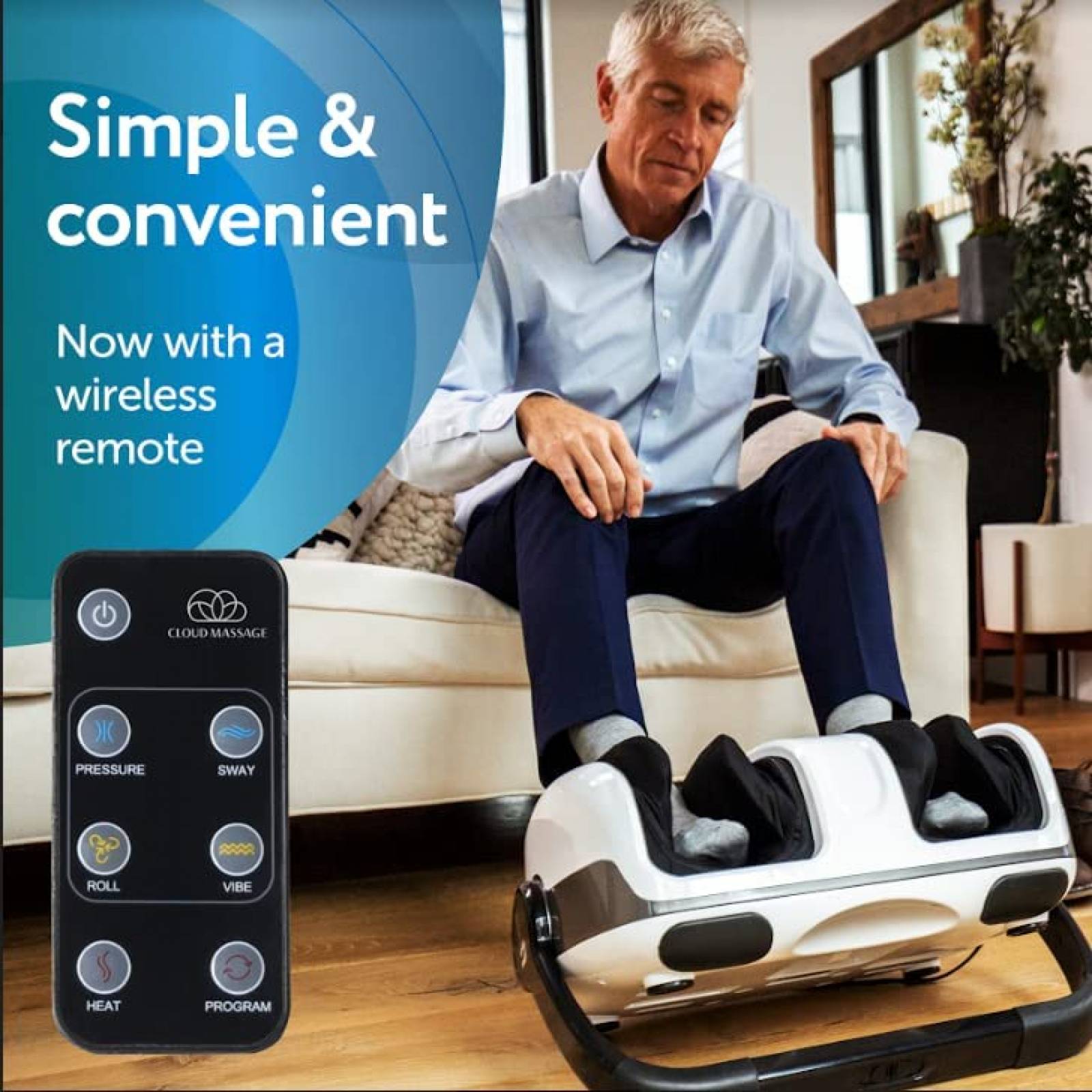 Masajerador Cloud Massage para Pie Diabetico+Control -Blanco