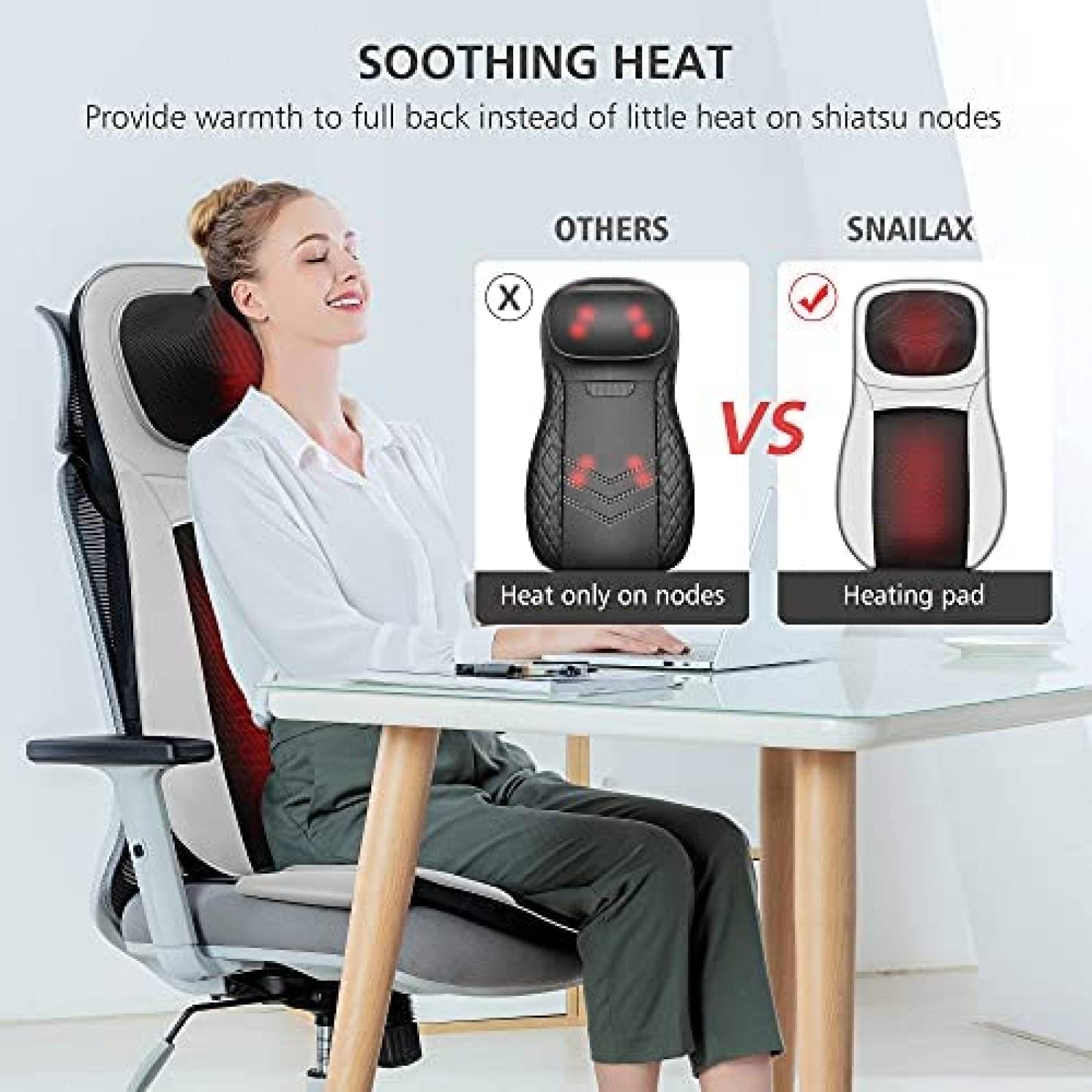 Silla Masajeadora Snailax de Compresas Termicas -Blanco