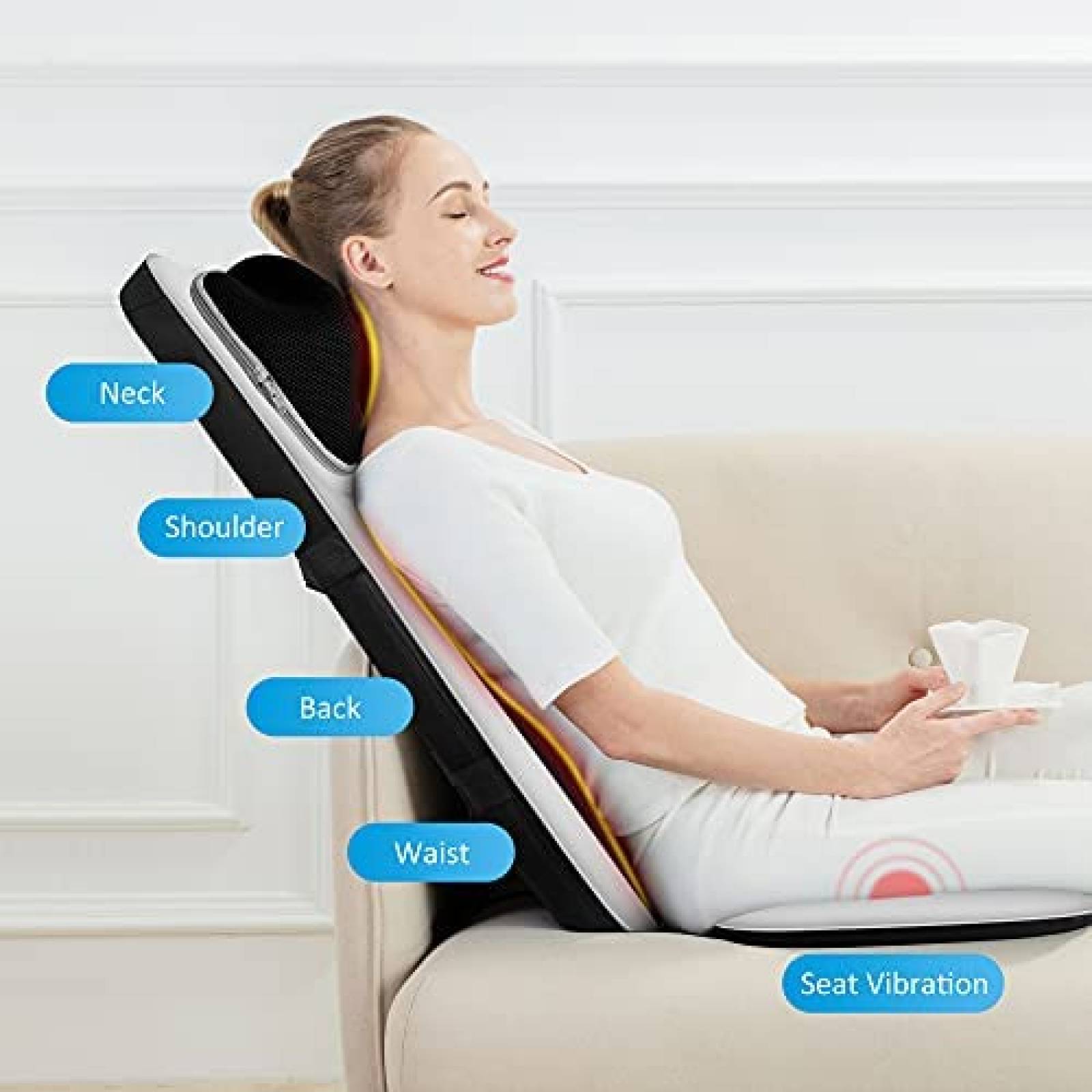 Silla Masajeadora Snailax de Compresas Termicas -Blanco