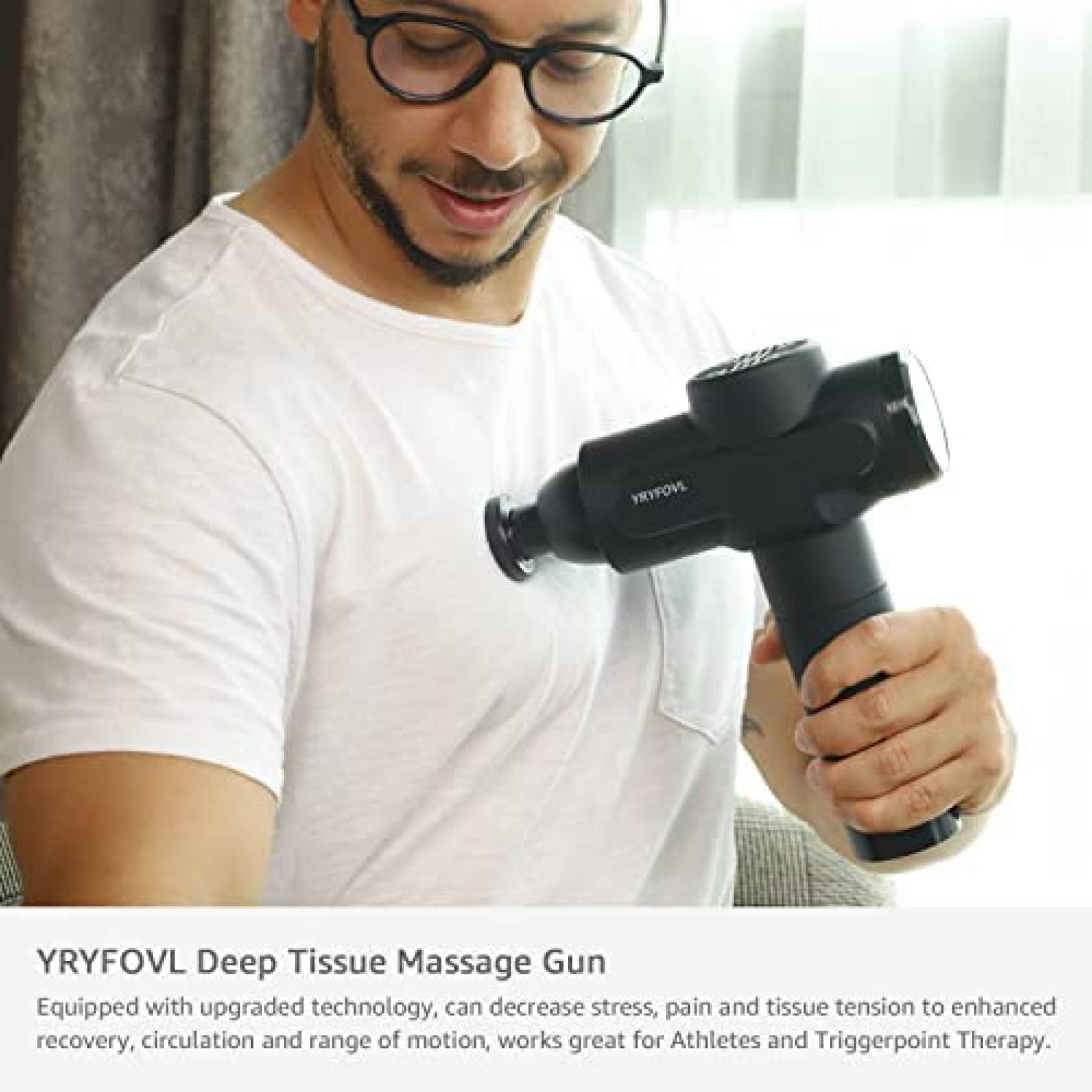 Pistola De Masaje De Mano YRYFOVL Portatil Silenciosa -Negro