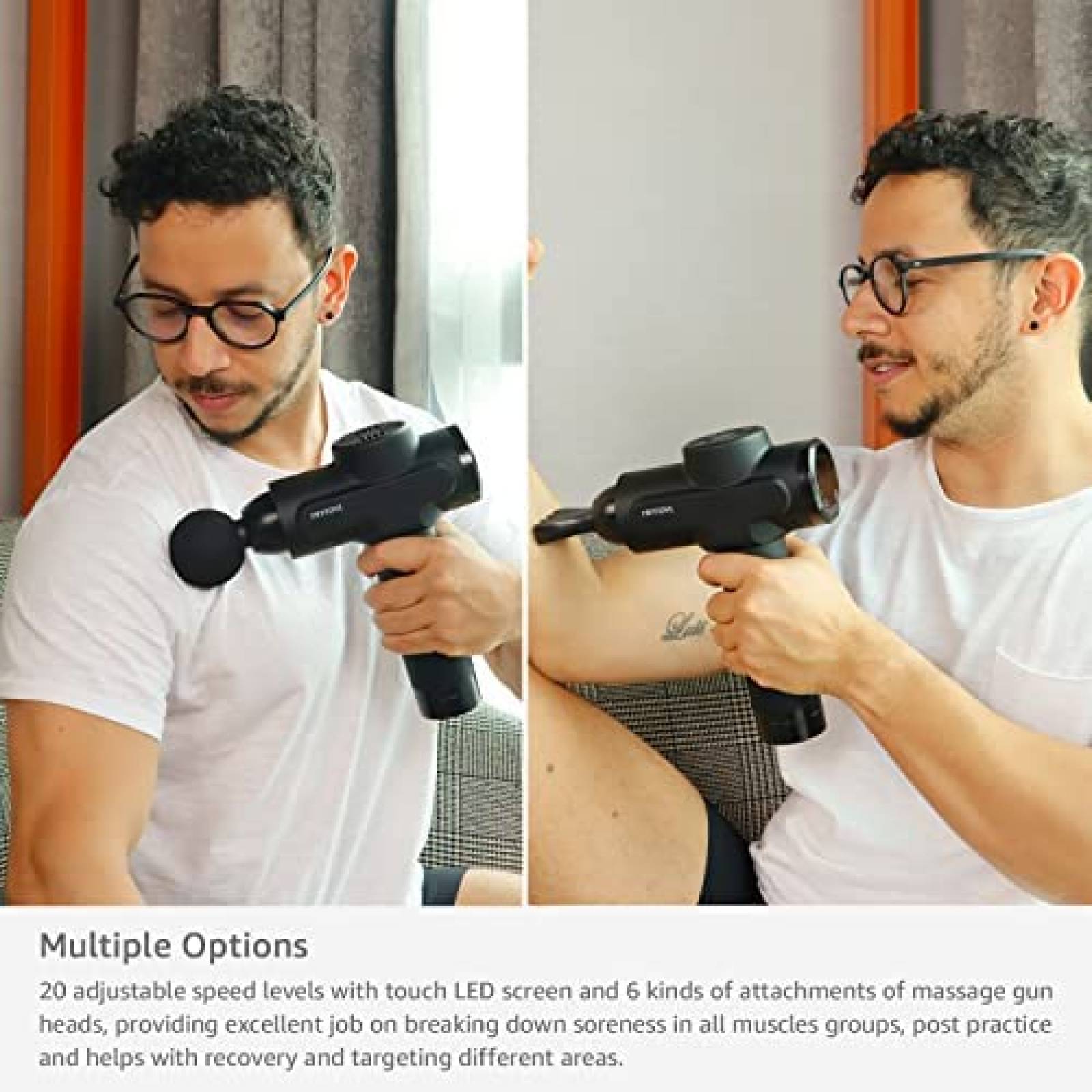 Pistola De Masaje De Mano YRYFOVL Portatil Silenciosa -Negro