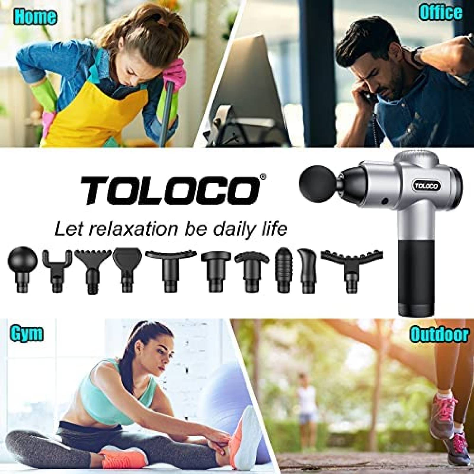 Masajeador TOLOCO EM26 Percusiones Musculo Atletas Negro