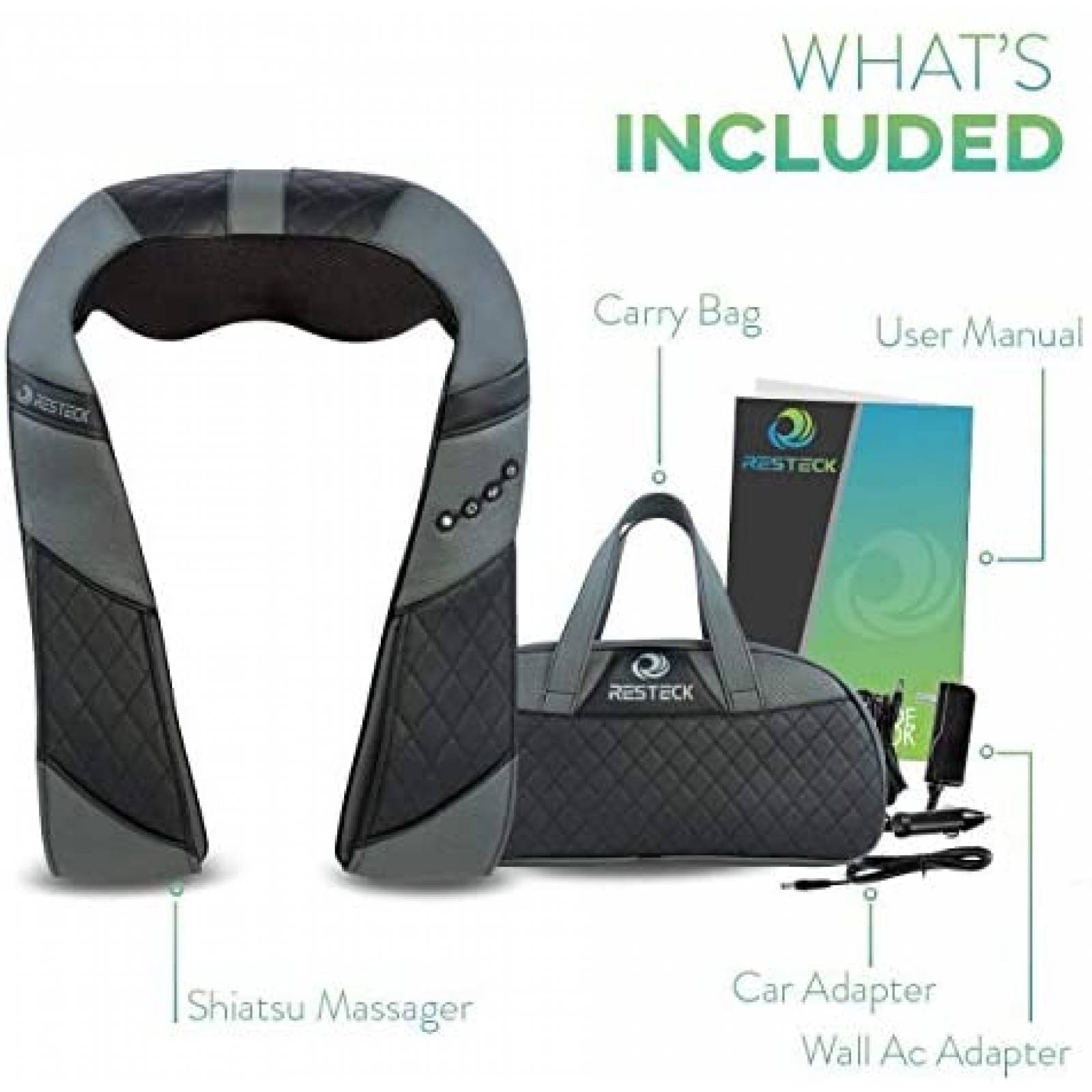 Masajeador RESTECK BD1041 Cuello 3D Electrico Negro