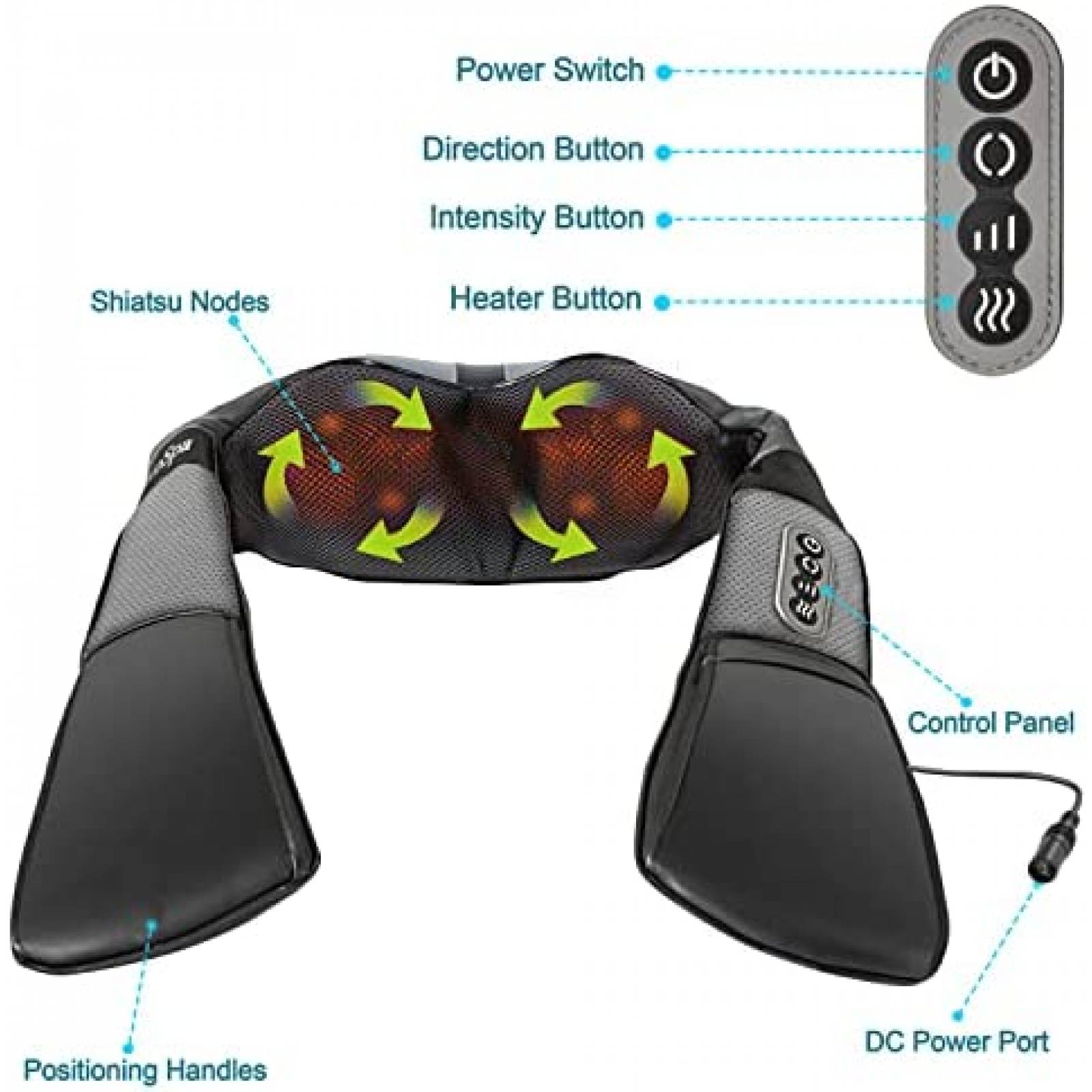Masajerador InvoSpa de Calor p/Hombros y Cuello -Gris Fuerte