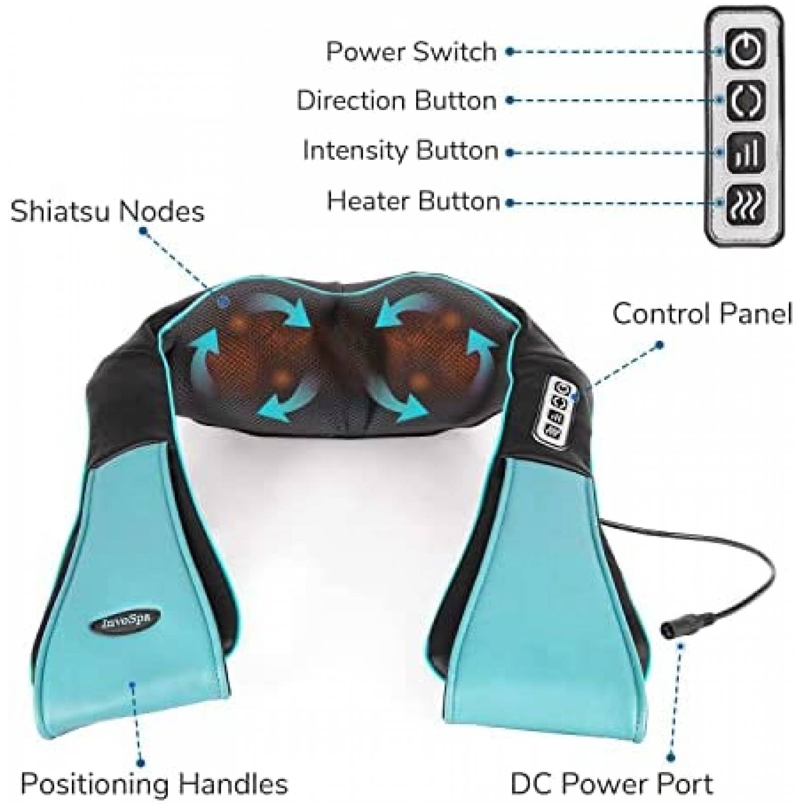 Masajerador InvoSpa de Calor para Hombros y Cuello -Azul