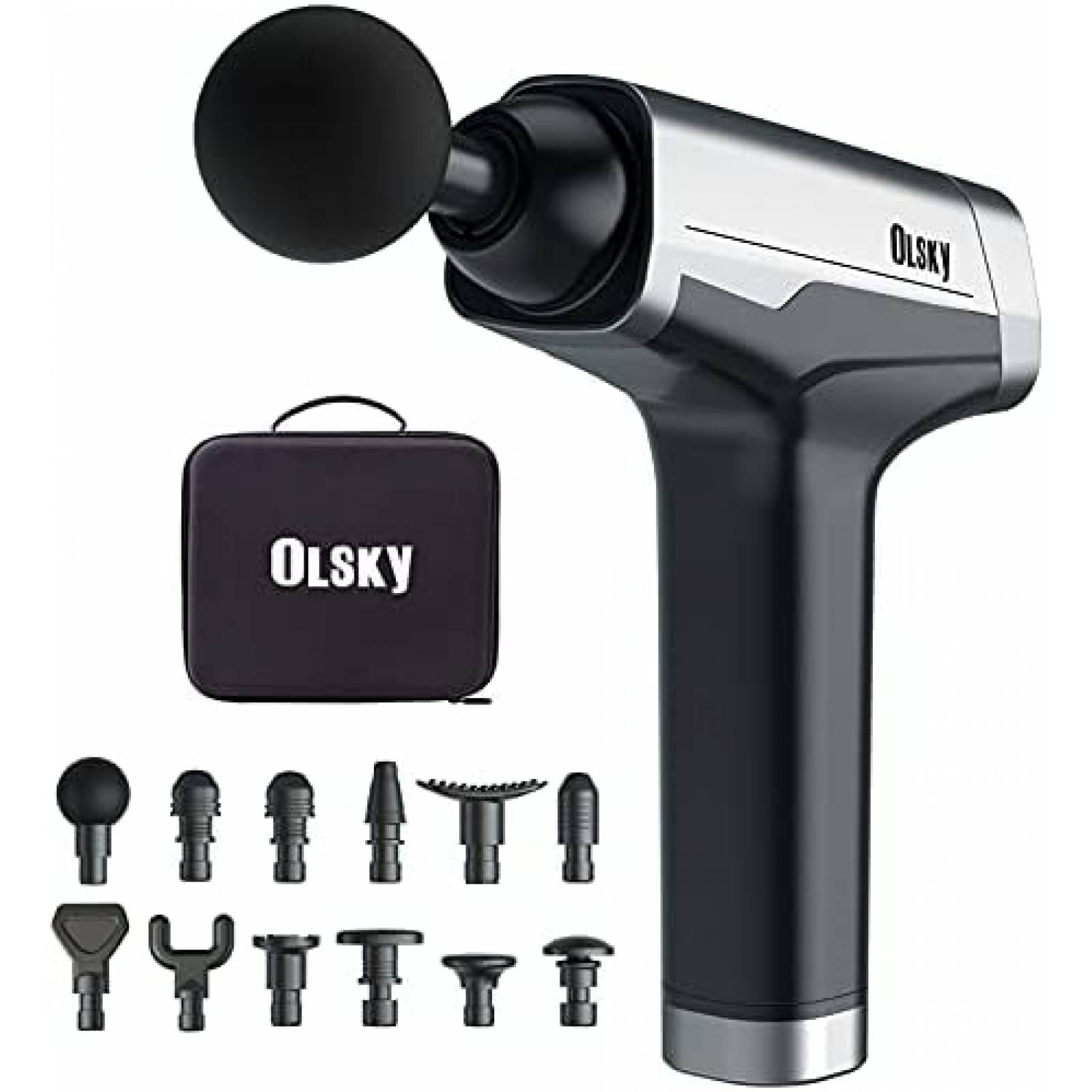 Pistola de Masaje Olsky 9 Velocidades Electrica 12 Cabezas