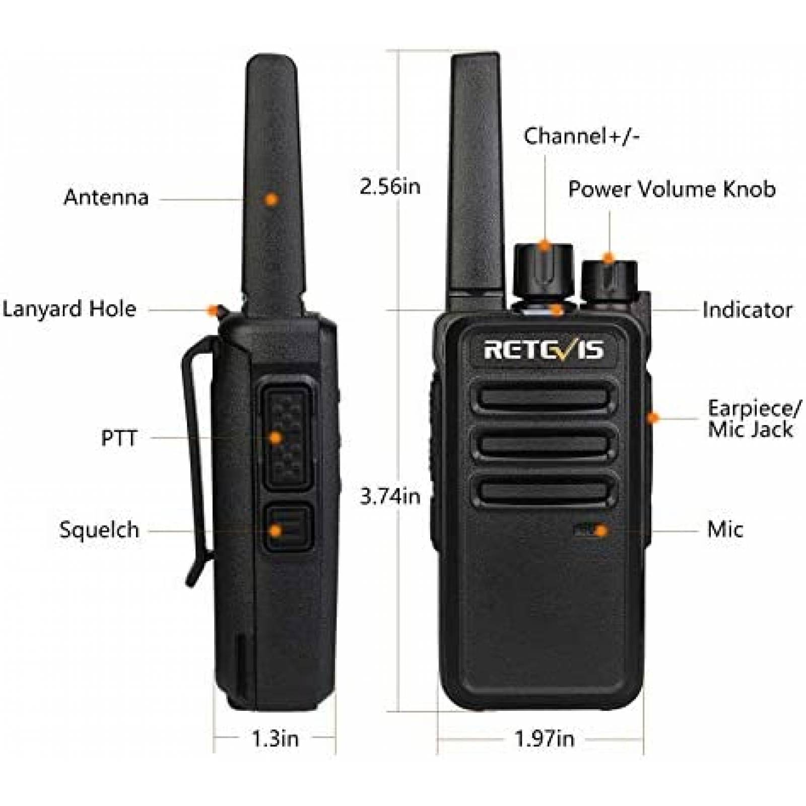 Kit 20 Radios Retevis RT68 Walkie Talkies Recargable -Negro