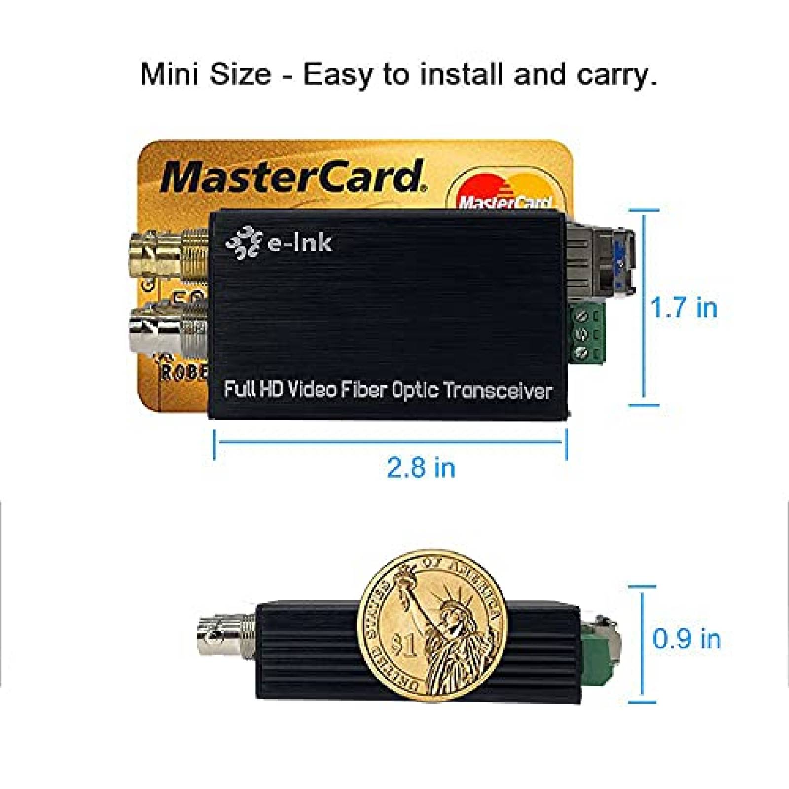 Convertidor E-link Mini HD SDI Fibra Extender 1080P -Negro