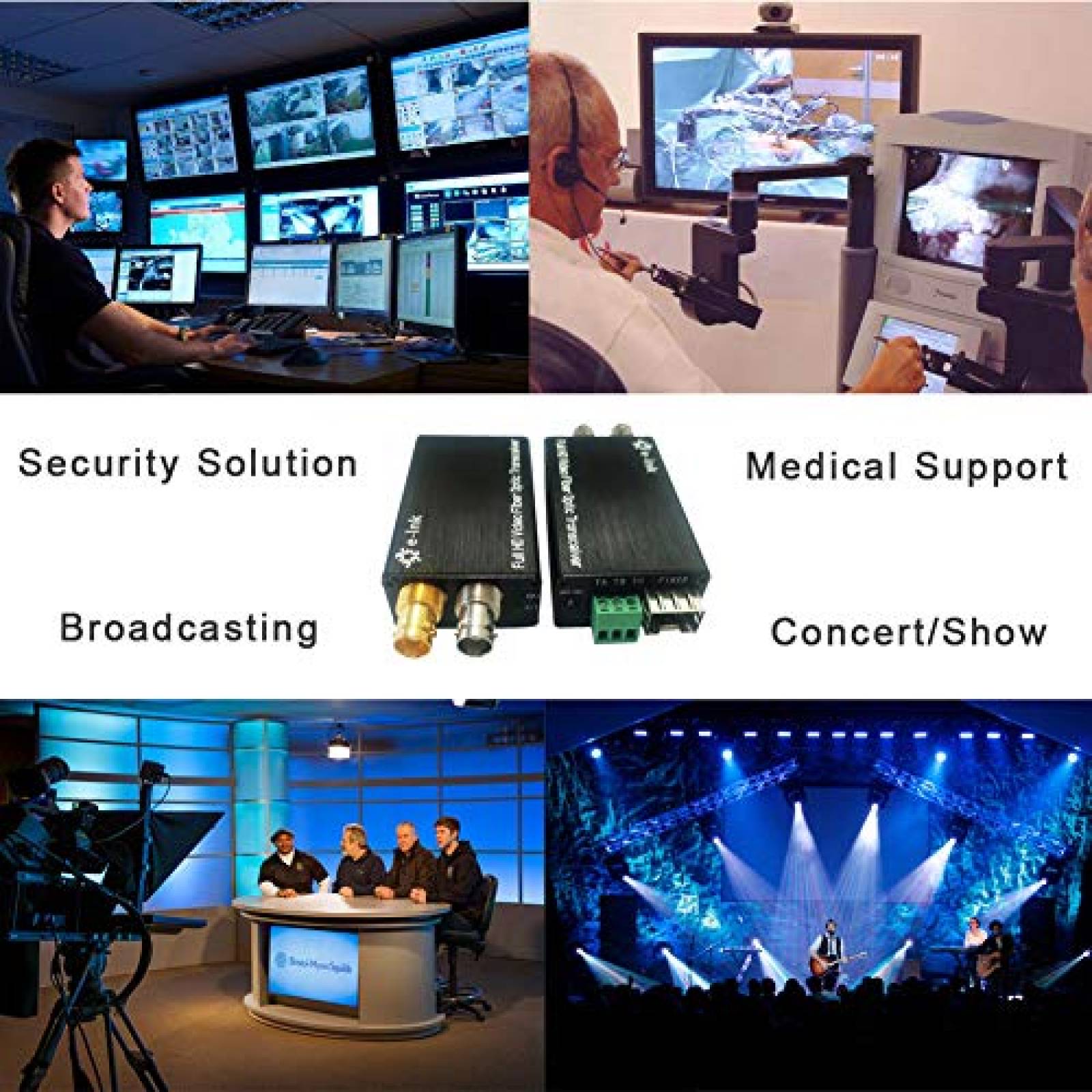 Convertidor E-link Mini HD SDI Fibra Extender 1080P -Negro