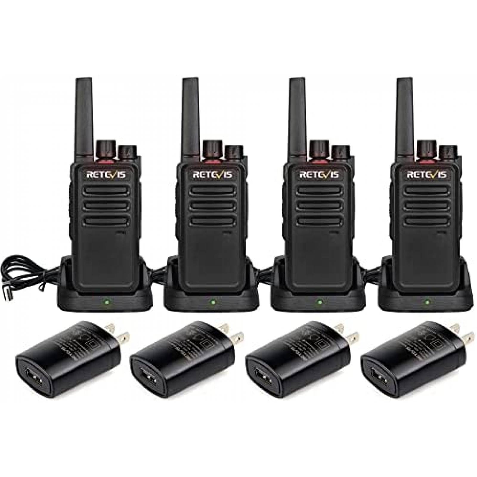 Kit 4 Radios Retevis RT68 1200mAh Carga USB -Negro