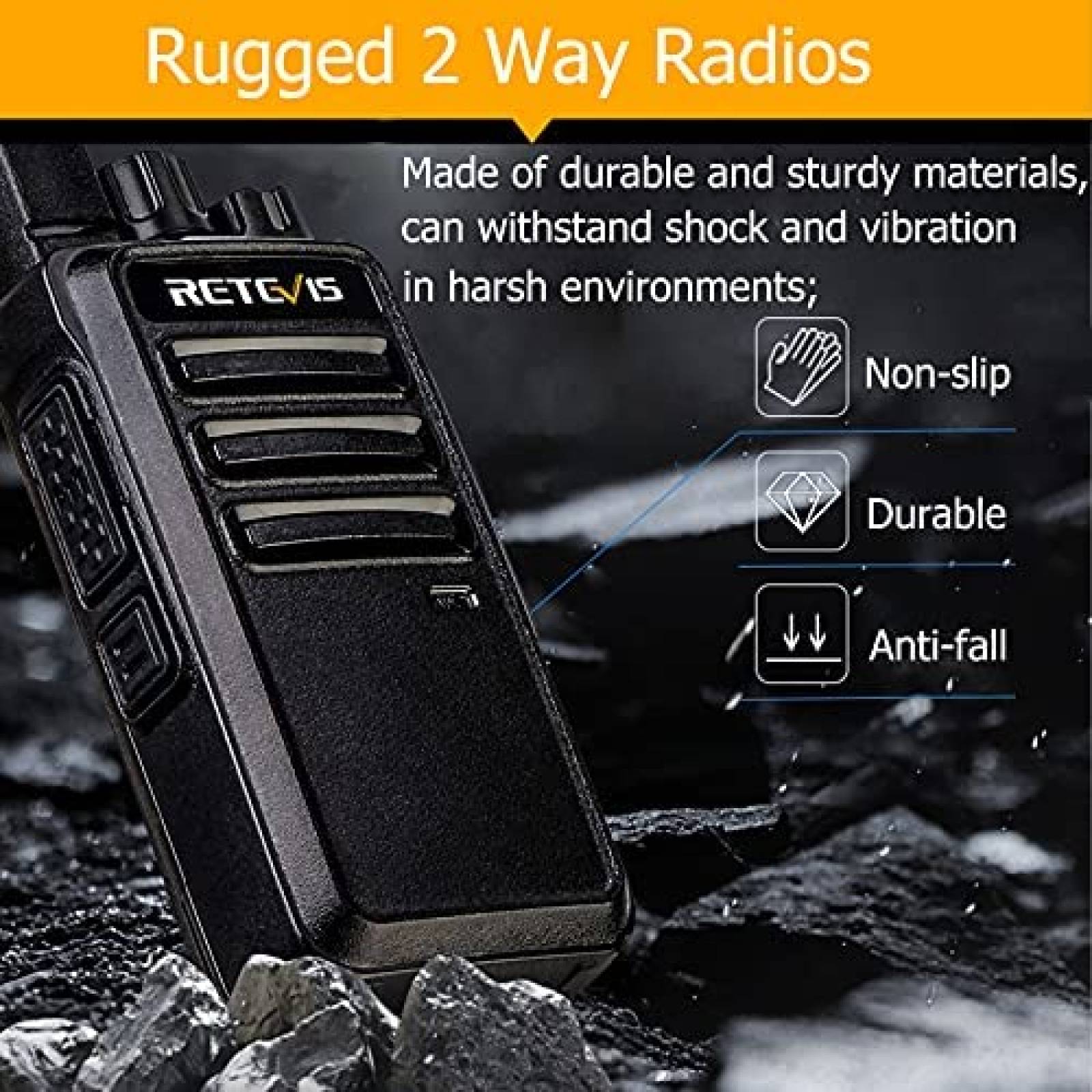 Kit 4 Radios Retevis RT68 1200mAh Carga USB -Negro
