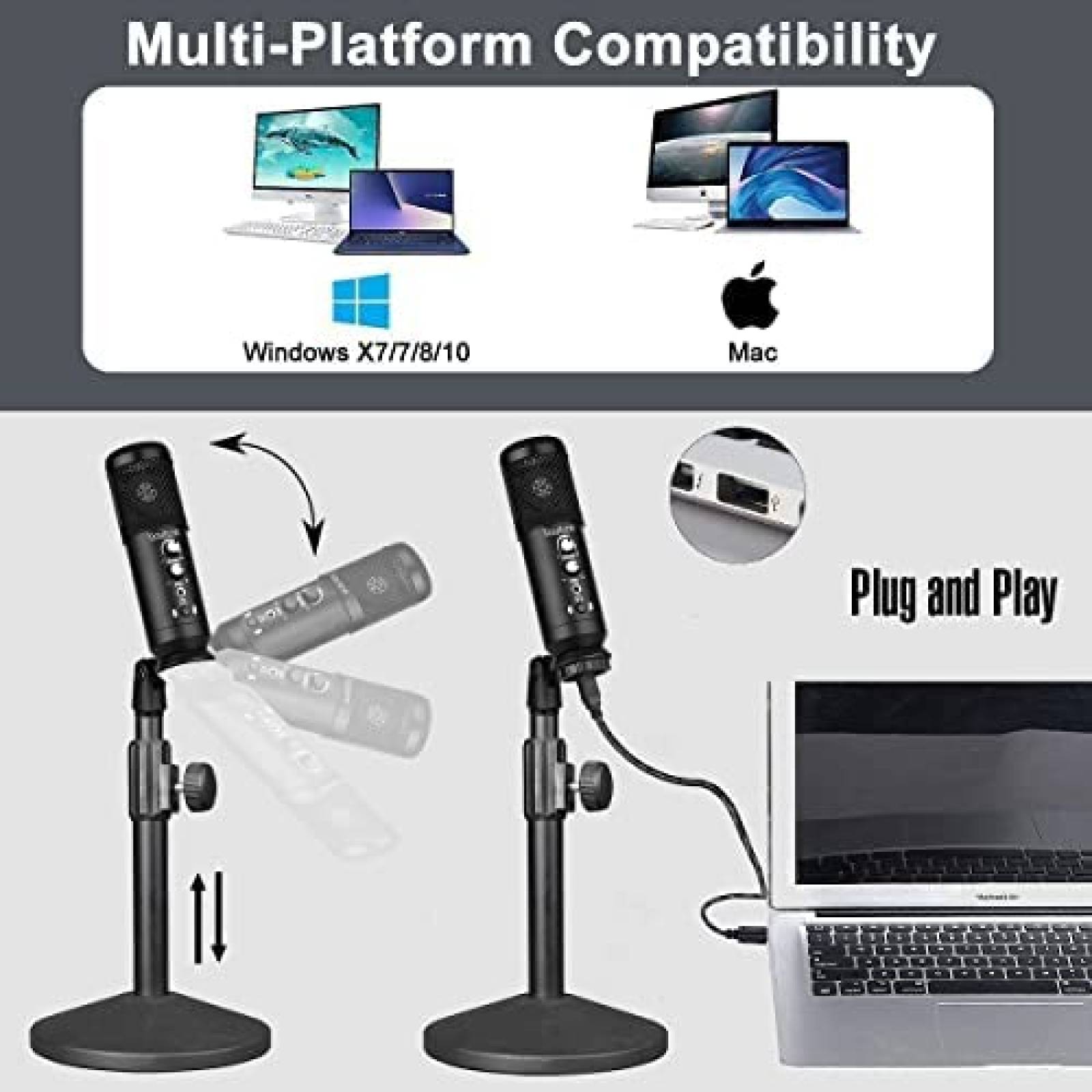 Microfono Unidireccional Boytone BT-78SM con Soporte -Negro