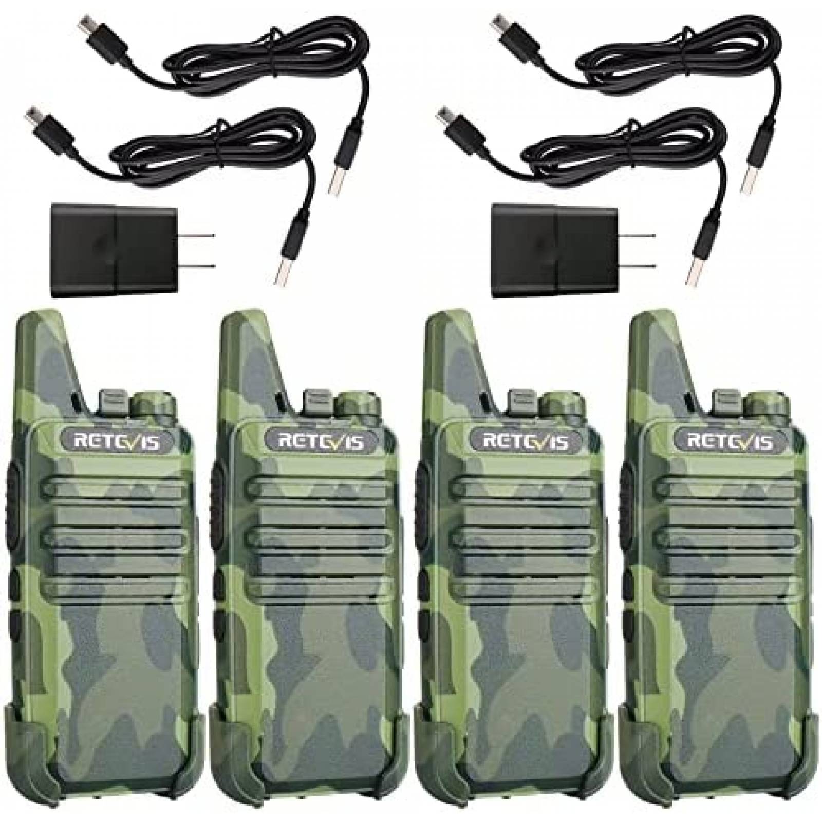 Kit 4 Radios Retevis RT22 Walkie Talkies Recargable -Verde