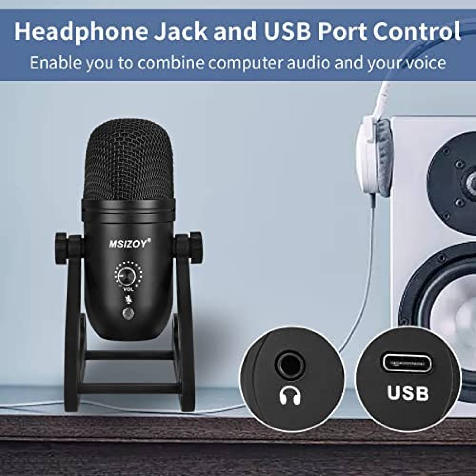 Microfono de Condensador MSIZOY con soporte ajustable -Negro