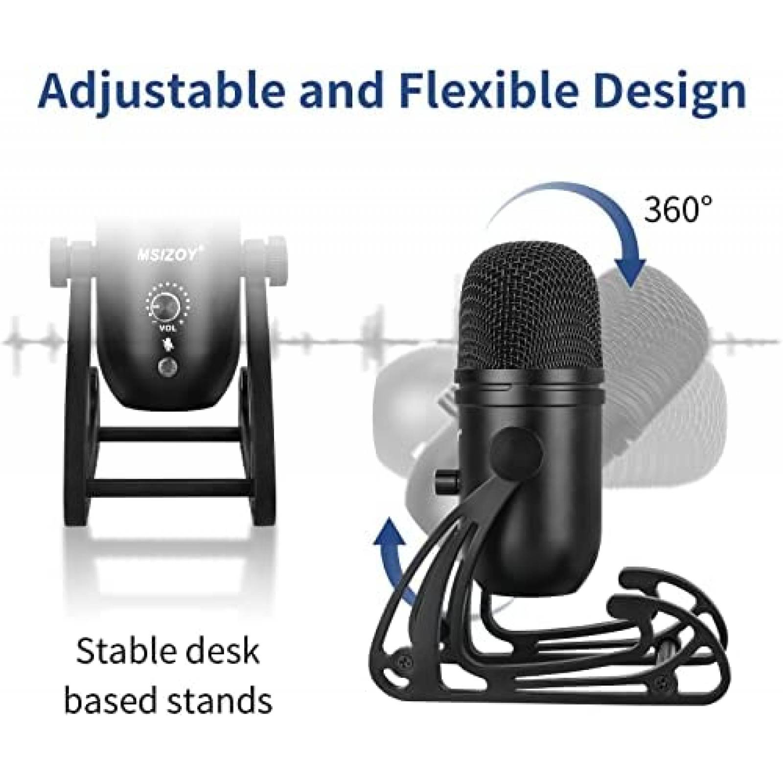Microfono de Condensador MSIZOY con soporte ajustable -Negro