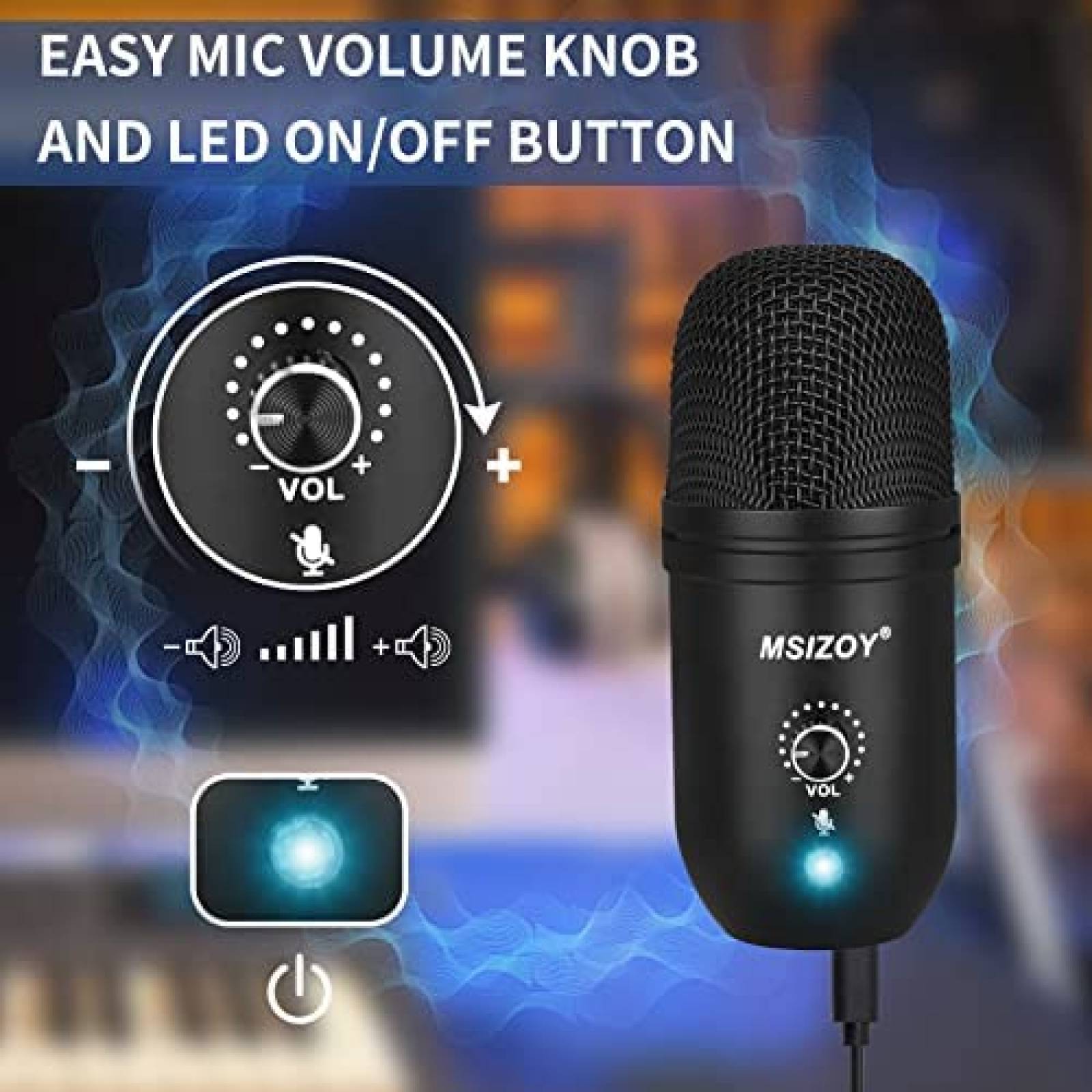 Microfono de Condensador MSIZOY con soporte ajustable -Negro