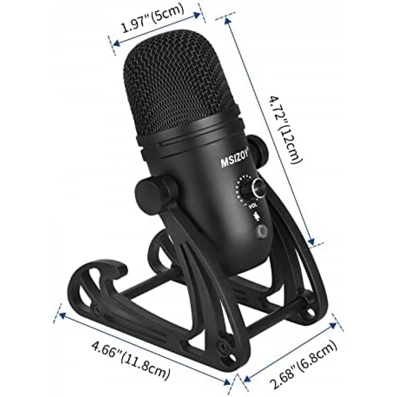 Microfono de Condensador MSIZOY con soporte ajustable -Negro