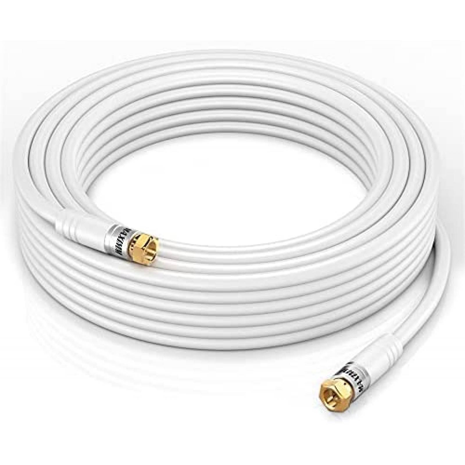 Cable coaxial Maximm RG6 de 20 pies Paquete de 2 -Blanco