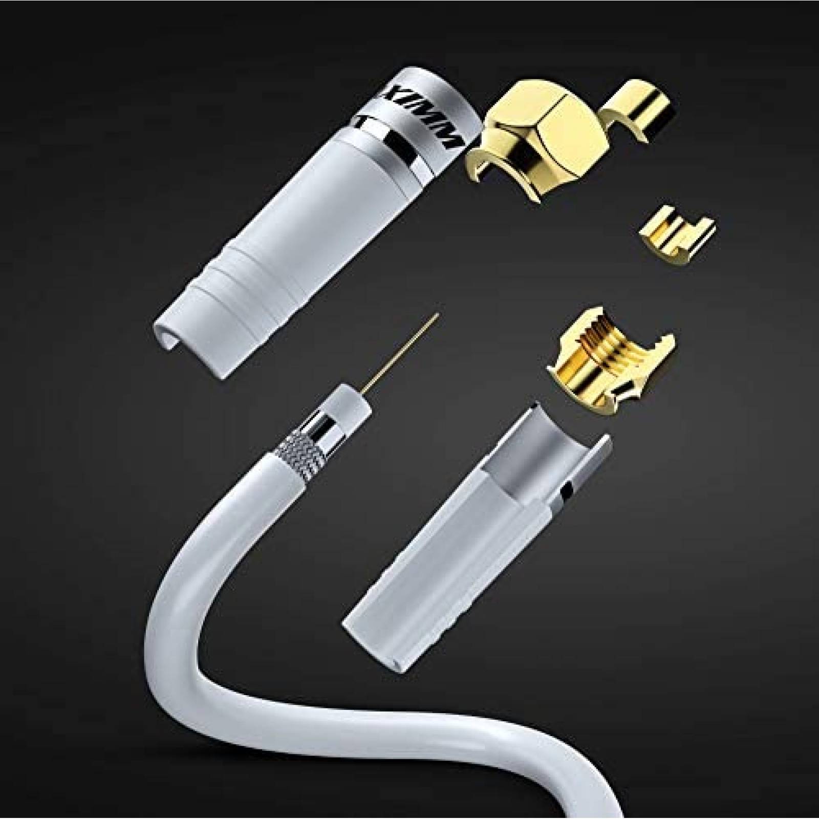 Cable coaxial Maximm RG6 de 20 pies Paquete de 2 -Blanco