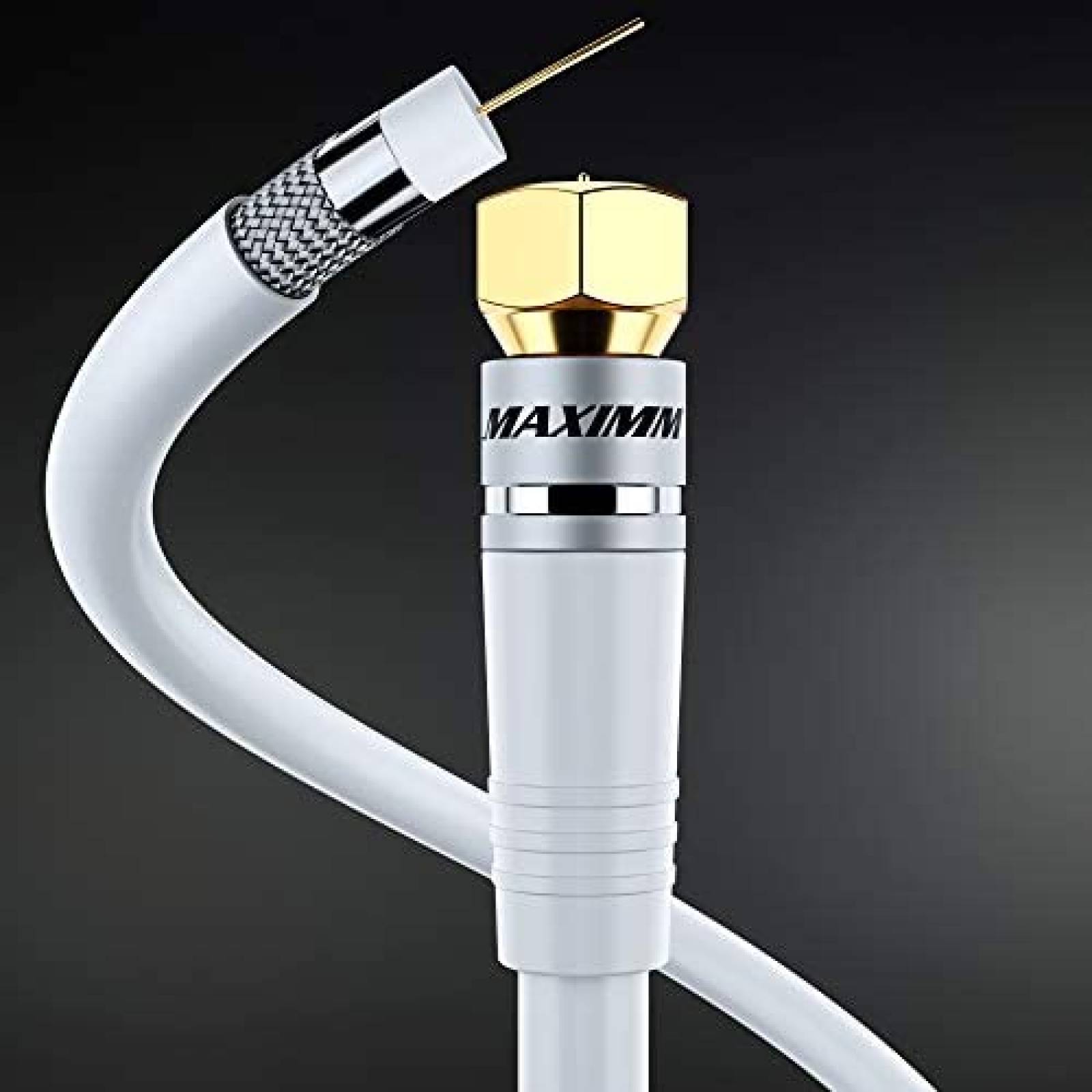 Cable coaxial Maximm RG6 de 20 pies Paquete de 2 -Blanco