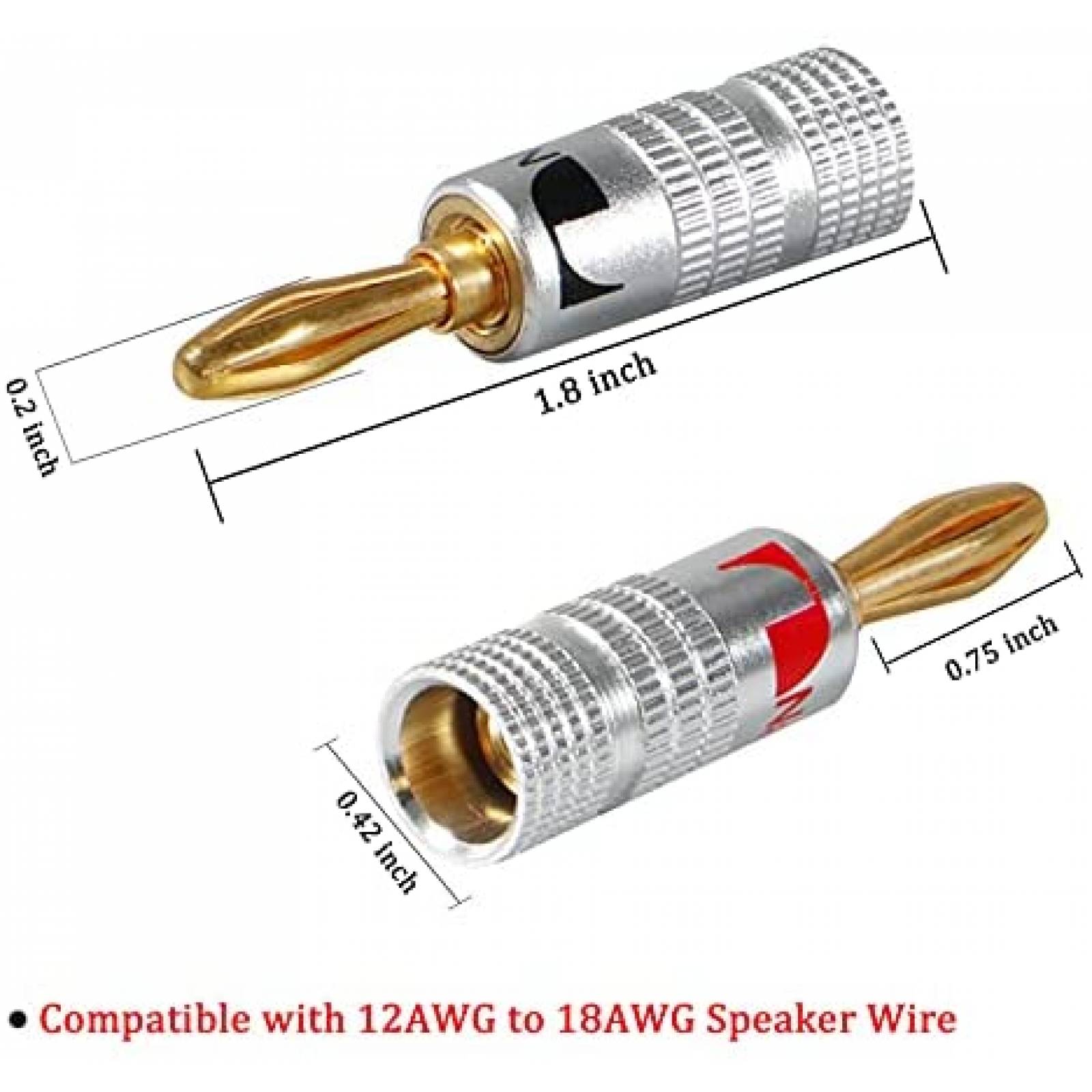 Paquete Conectores para Cable UKYEE 12pzas Tipo Banana -Gris