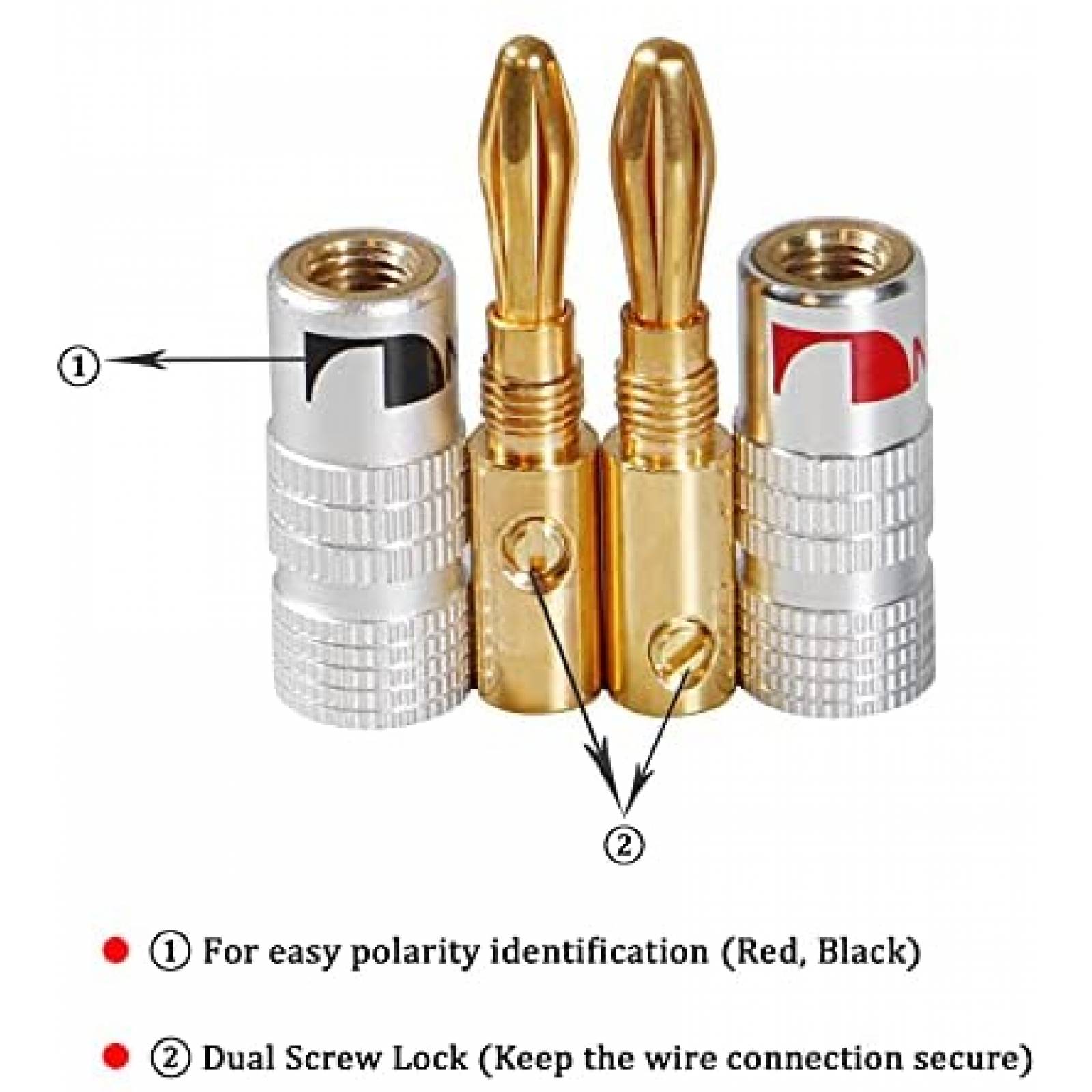 Paquete Conectores para Cable UKYEE 12pzas Tipo Banana -Gris