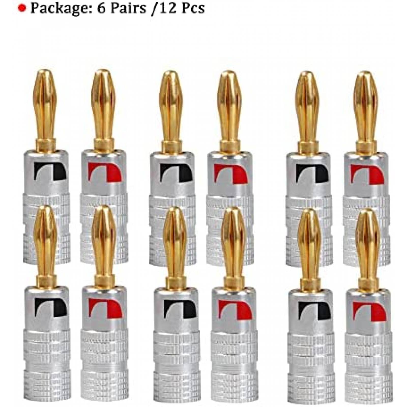 Paquete Conectores para Cable UKYEE 12pzas Tipo Banana -Gris