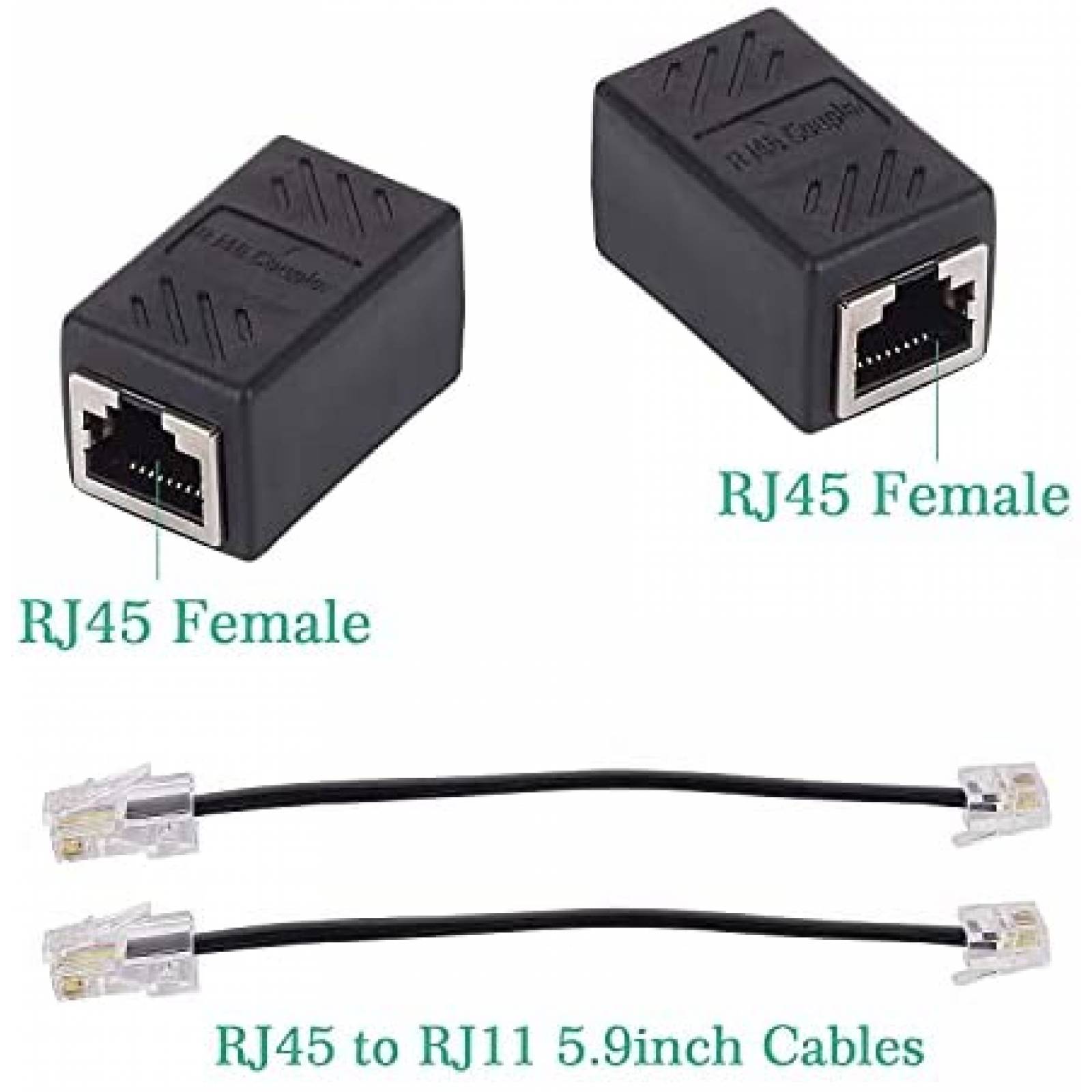 Pack adaptador para ethernet Vcall x2 RJ45 a RJ11 -Negro