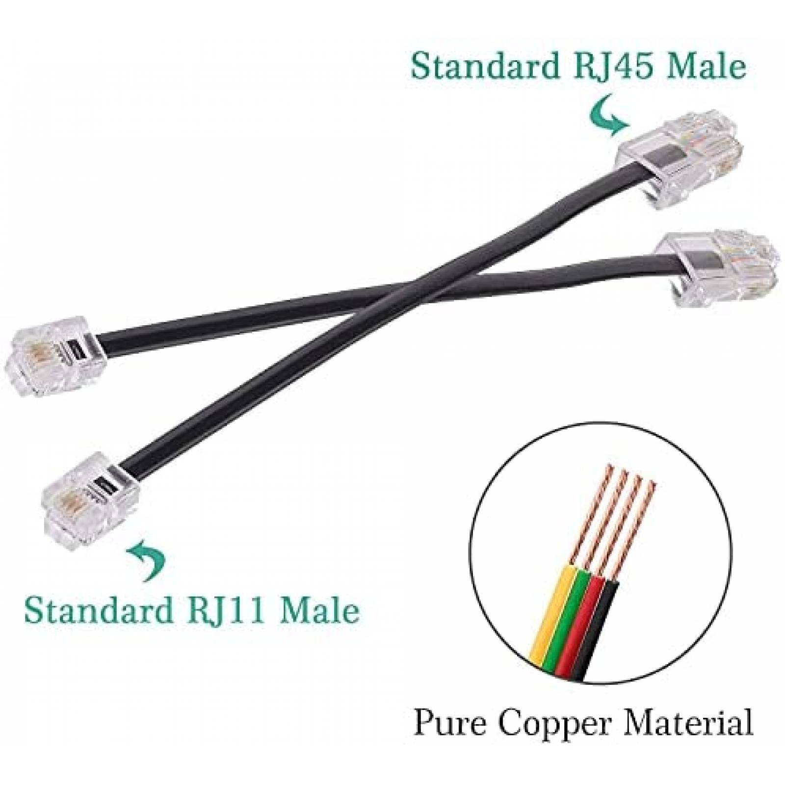 Pack adaptador para ethernet Vcall x2 RJ45 a RJ11 -Negro