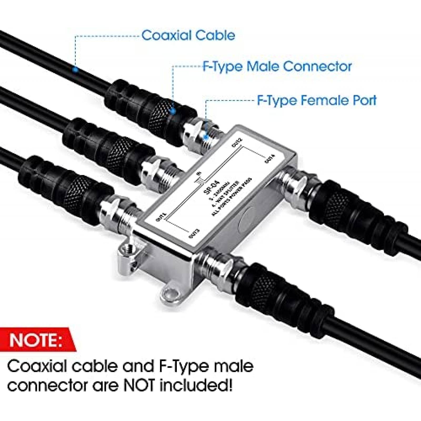 Divisor de Cable Coaxial de 4 Vias avedio SP-04 2400Mhz