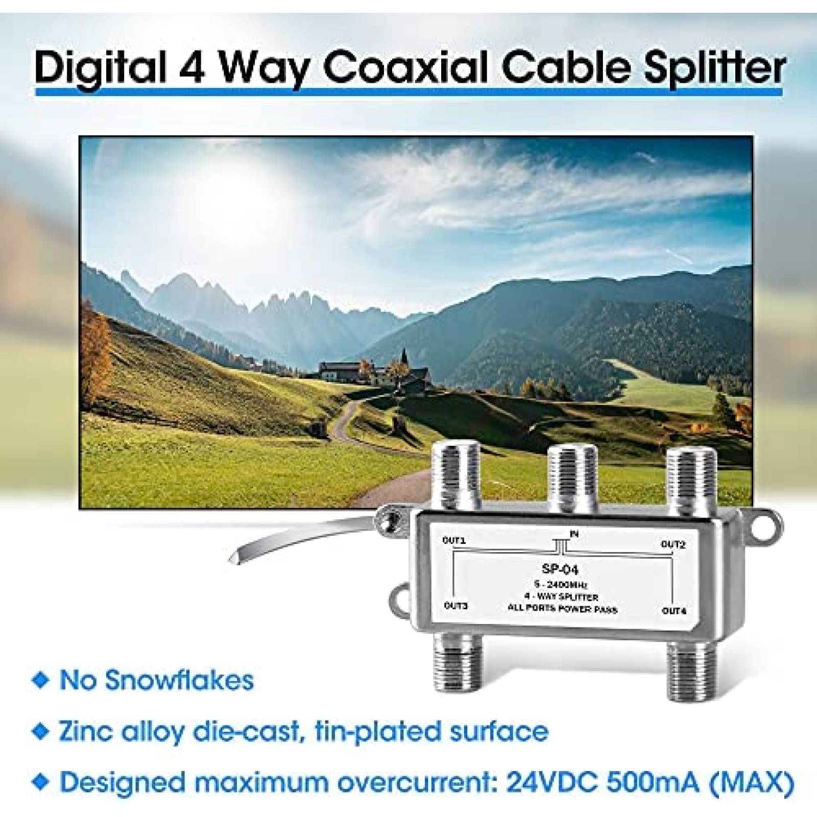 Divisor de Cable Coaxial de 4 Vias avedio SP-04 2400Mhz