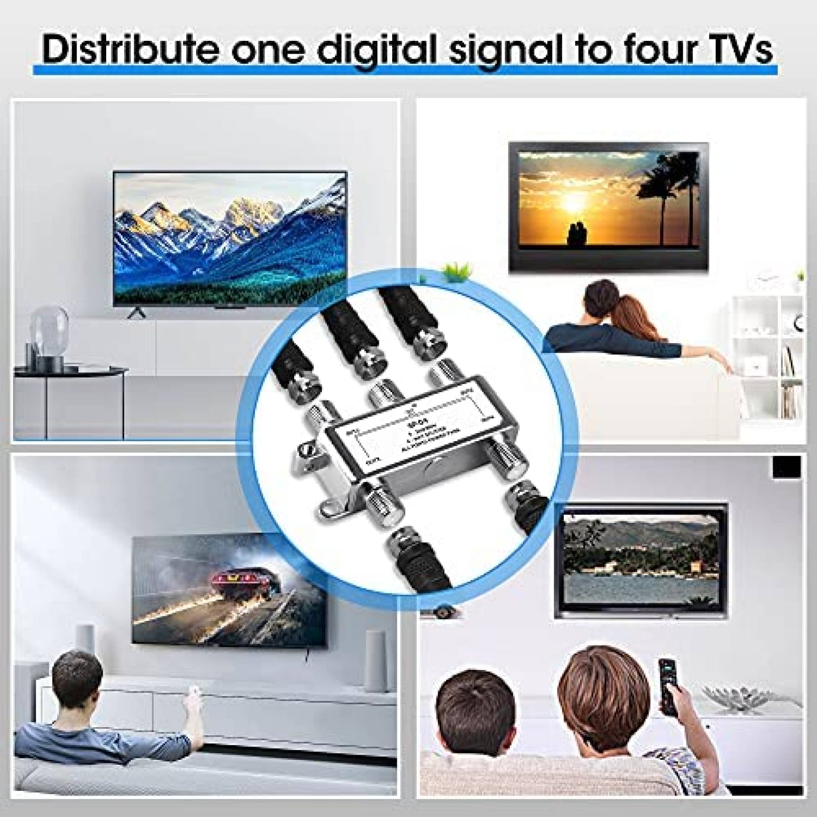 Divisor de Cable Coaxial de 4 Vias avedio SP-04 2400Mhz