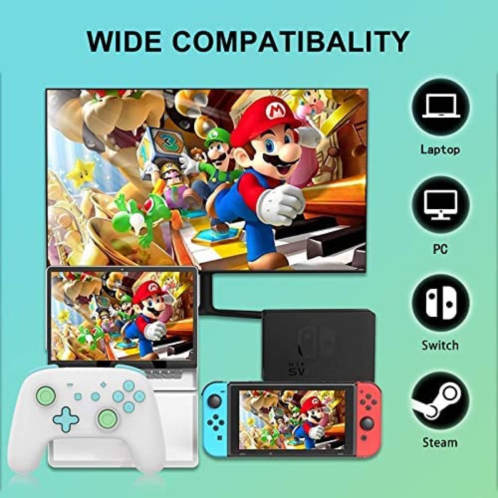 Control Nintendo switch pro Momen inalambrico -Azul/blanco