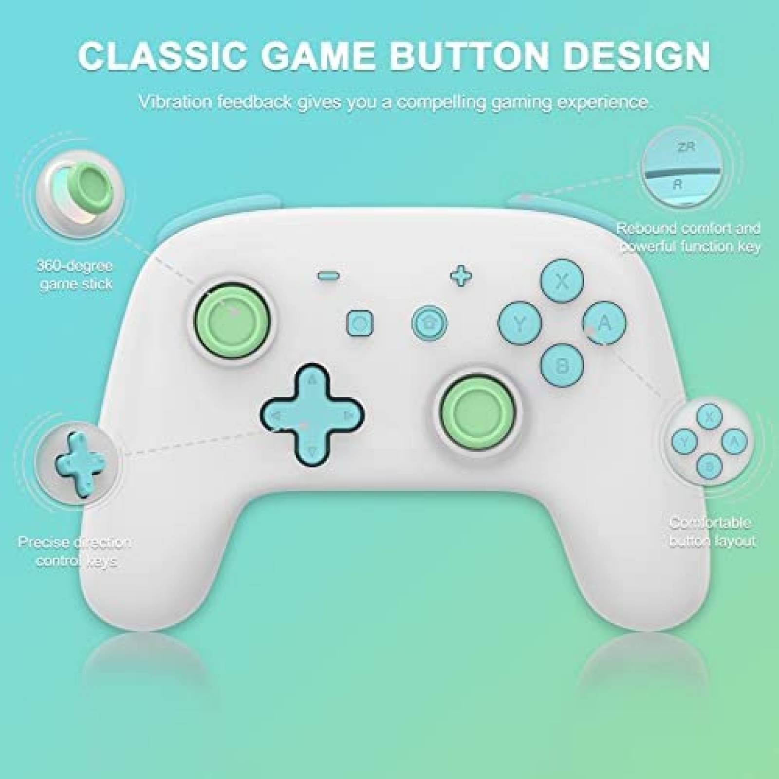 Control Nintendo switch pro Momen inalambrico -Azul/blanco