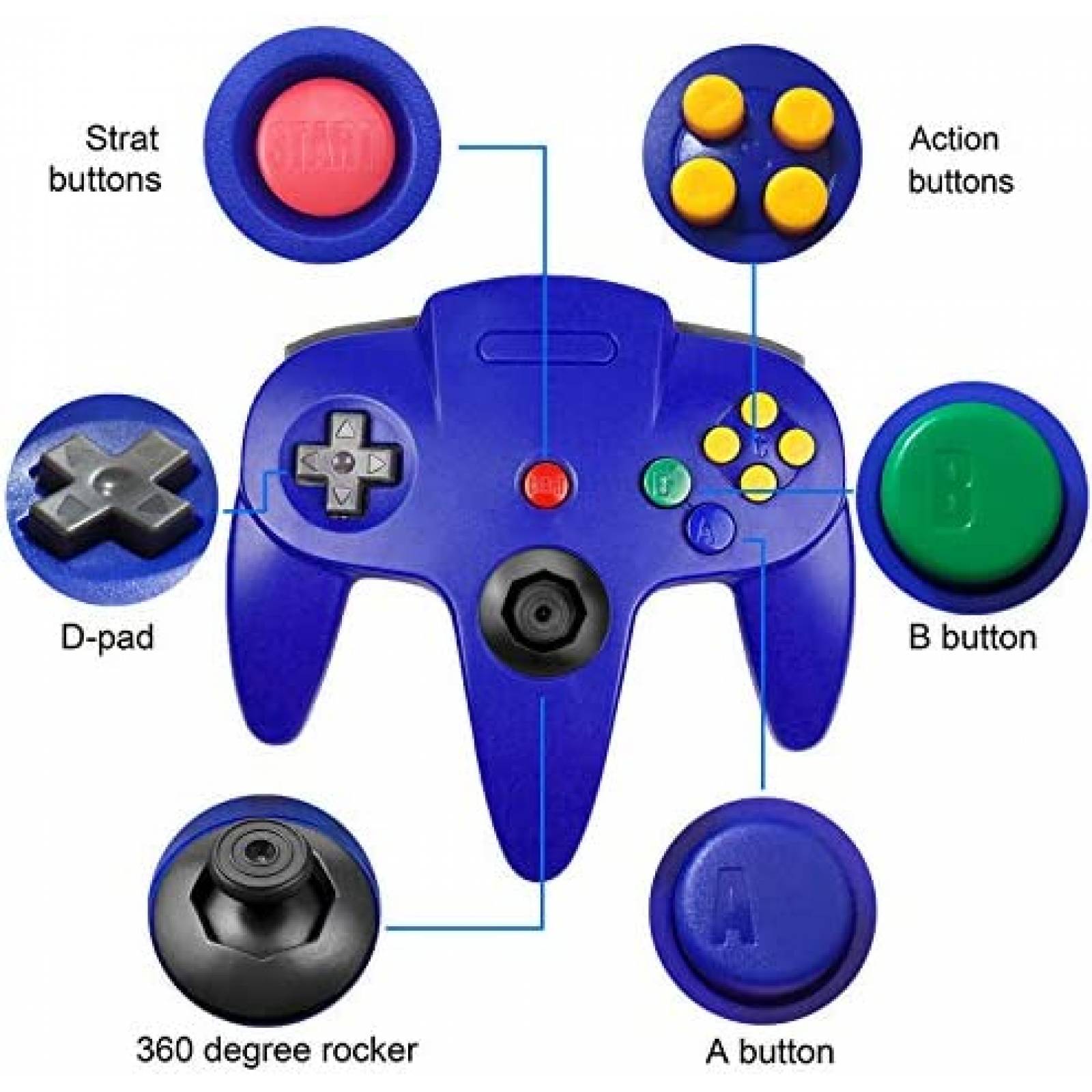 Controles King Smart N64 Paquete de 2 para Nintendo 64