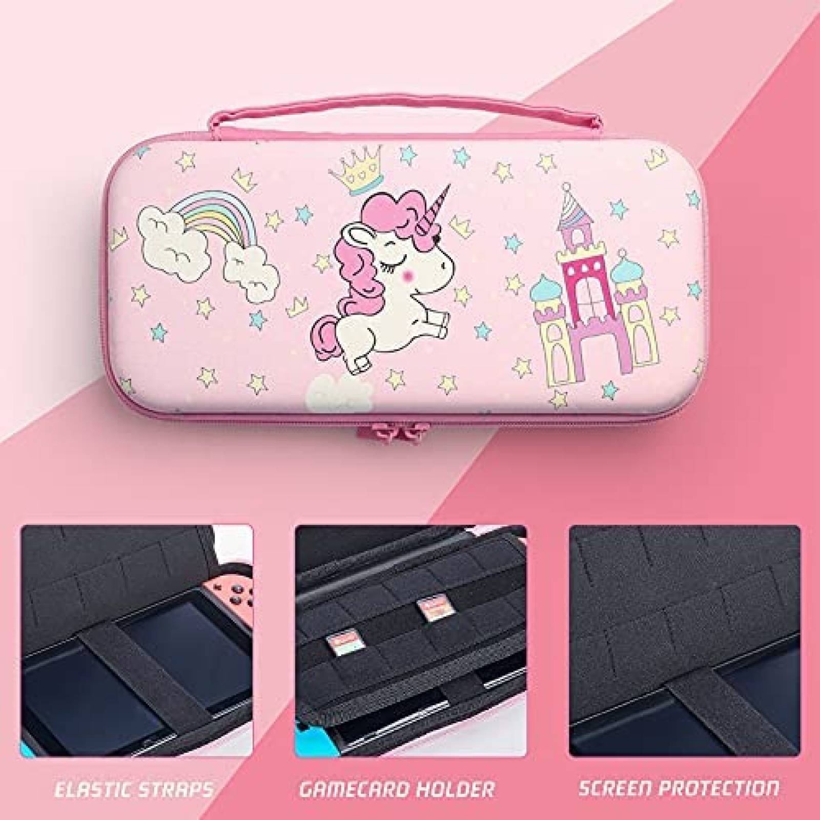 Estuche FANPL Unicornio Rigido Para Nintendo Switch -Rosa